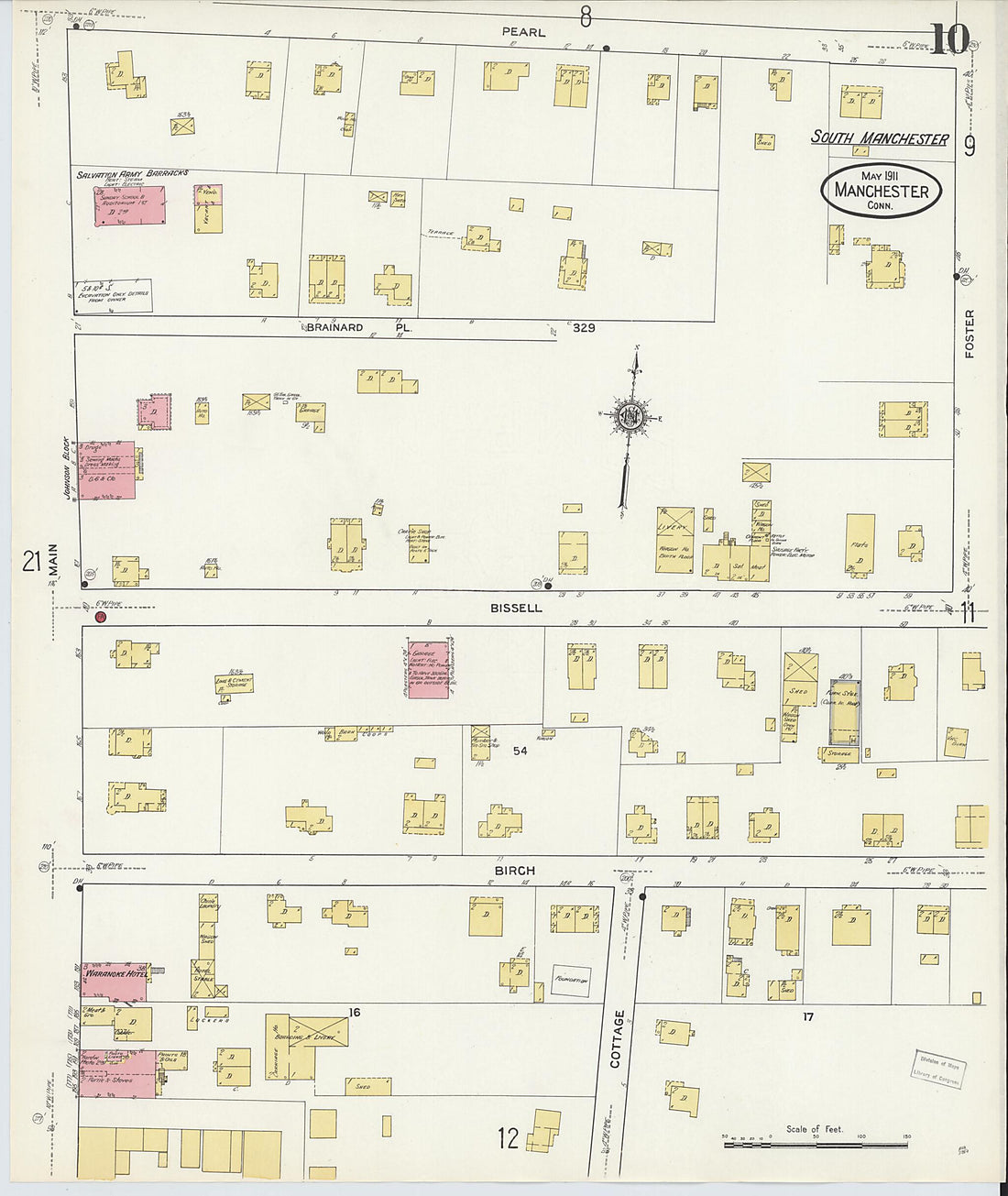 This old map of Manchester, Hartford County, Connecticut was created by Sanborn Map Company in 1911