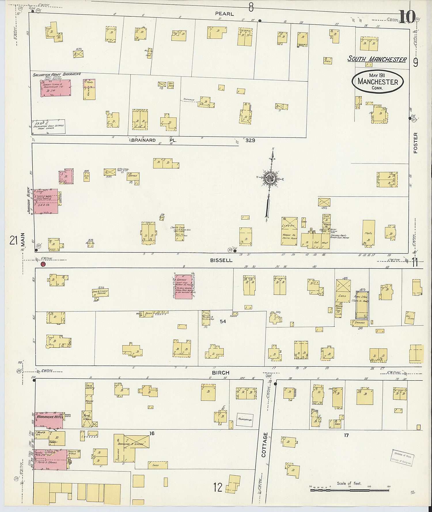 This old map of Manchester, Hartford County, Connecticut was created by Sanborn Map Company in 1911