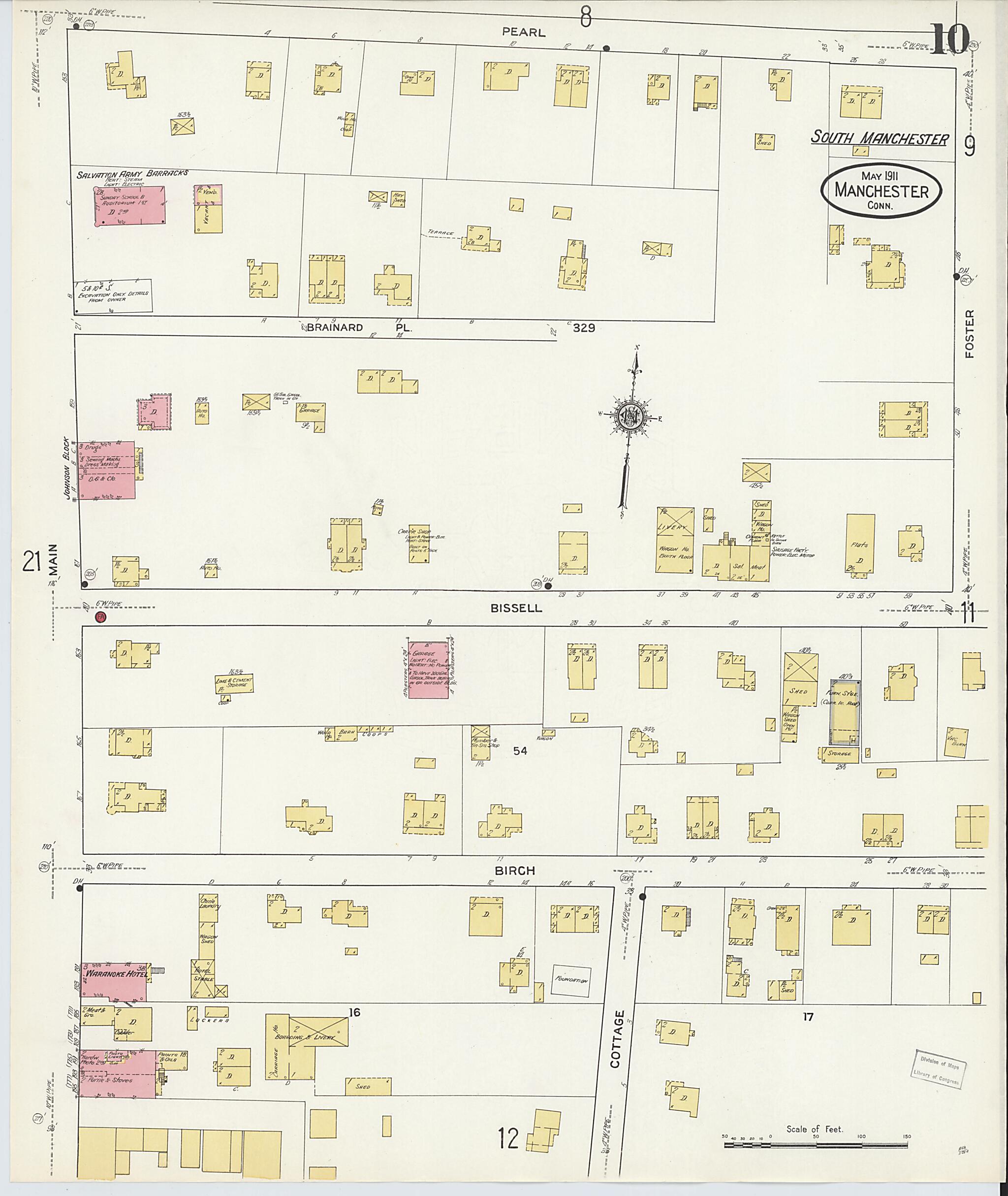 This old map of Manchester, Hartford County, Connecticut was created by Sanborn Map Company in 1911