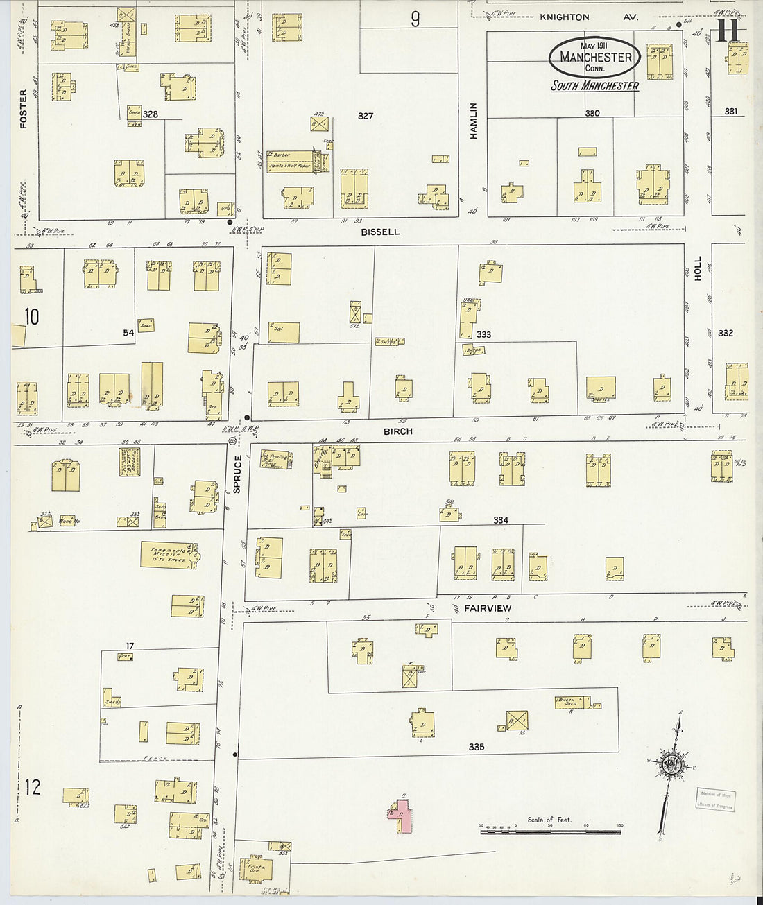This old map of Manchester, Hartford County, Connecticut was created by Sanborn Map Company in 1911