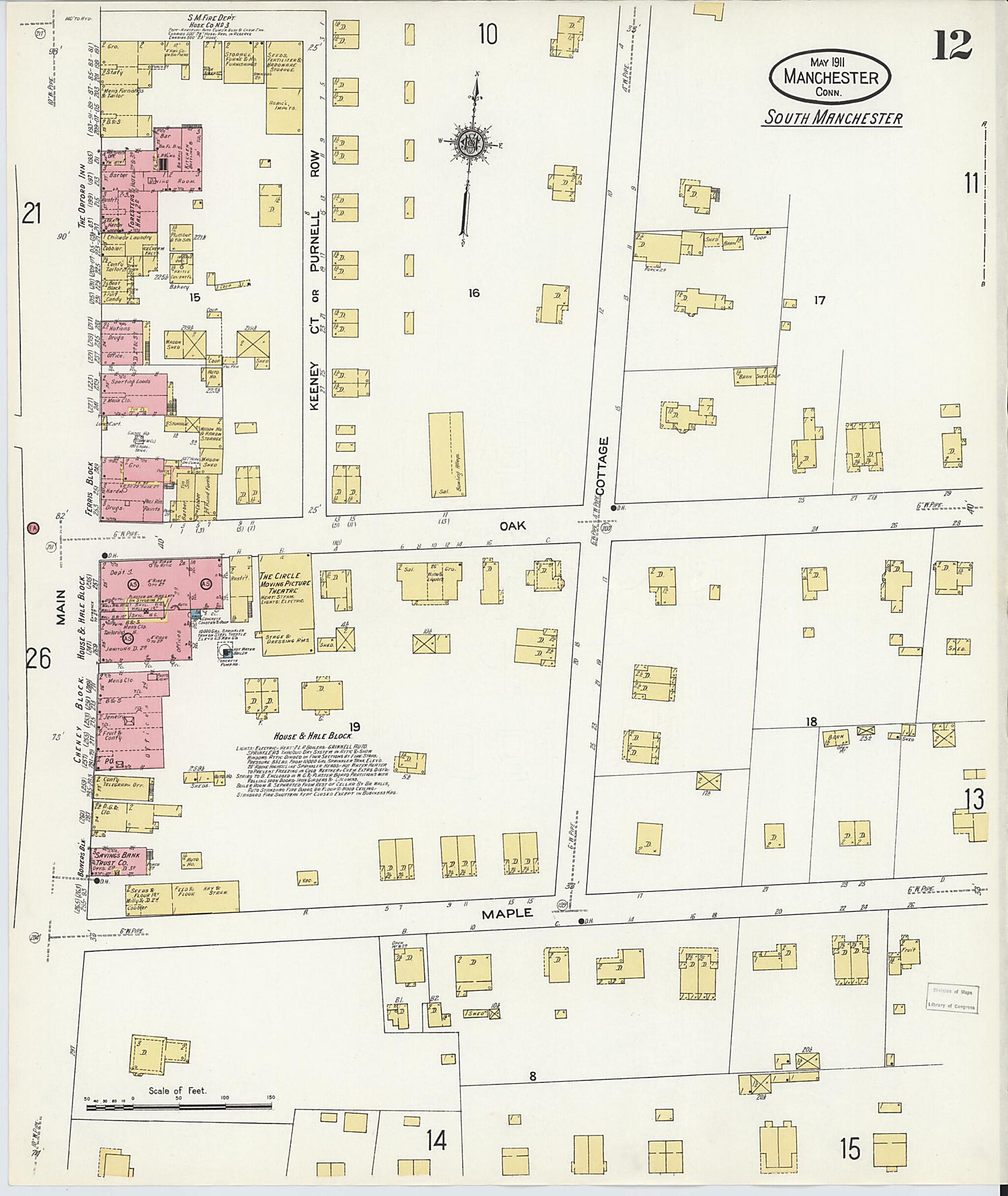 This old map of Manchester, Hartford County, Connecticut was created by Sanborn Map Company in 1911
