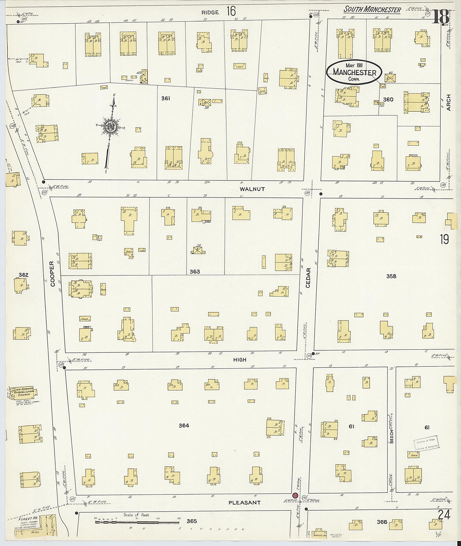 This old map of Manchester, Hartford County, Connecticut was created by Sanborn Map Company in 1911