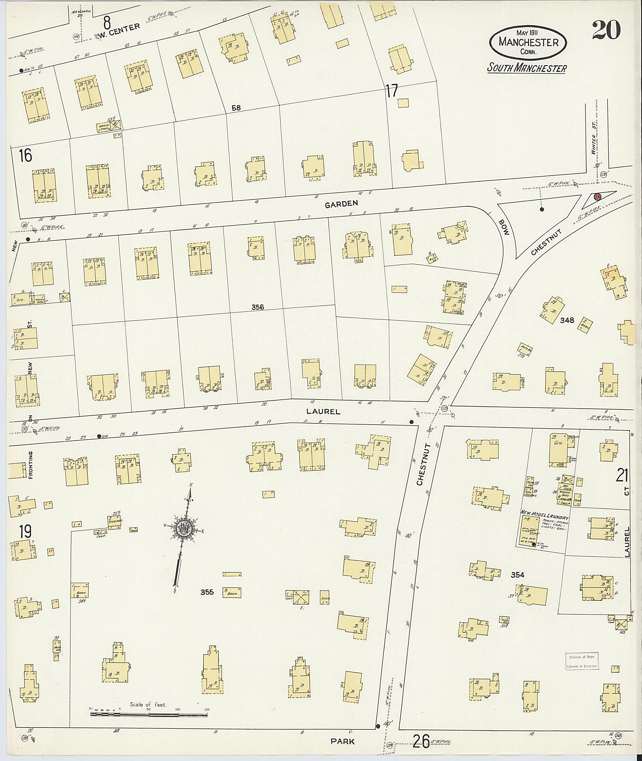 This old map of Manchester, Hartford County, Connecticut was created by Sanborn Map Company in 1911