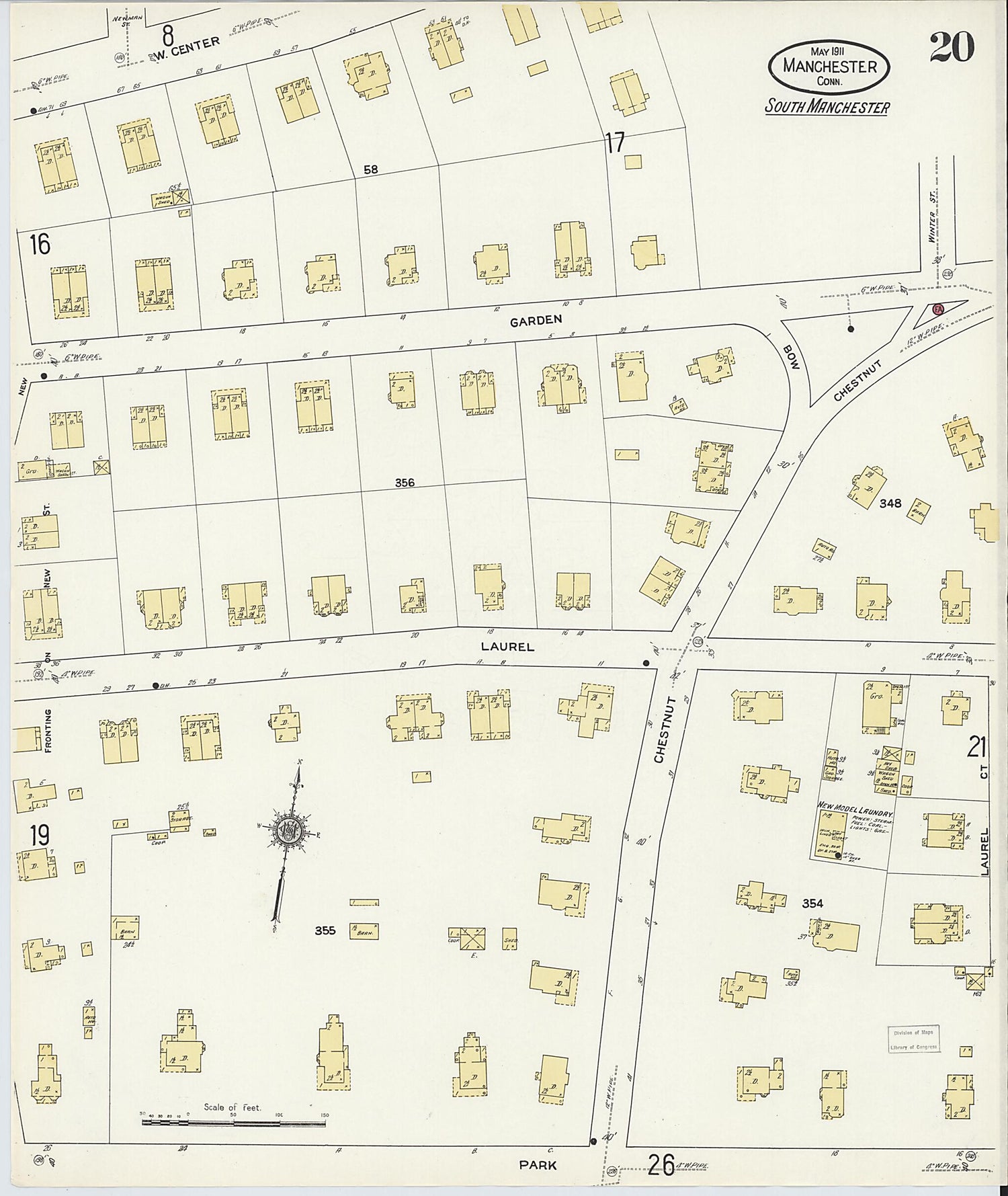 This old map of Manchester, Hartford County, Connecticut was created by Sanborn Map Company in 1911