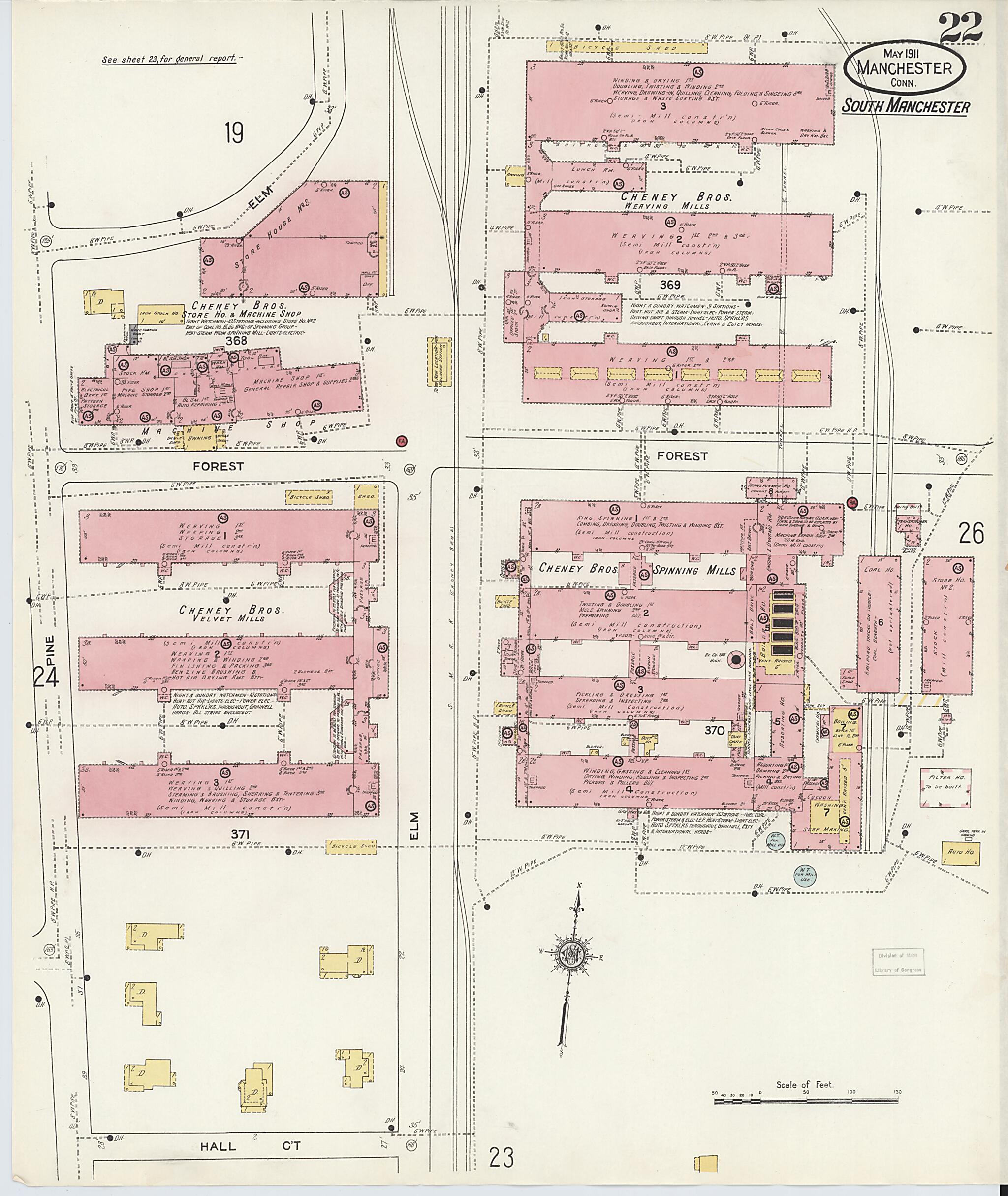 This old map of Manchester, Hartford County, Connecticut was created by Sanborn Map Company in 1911