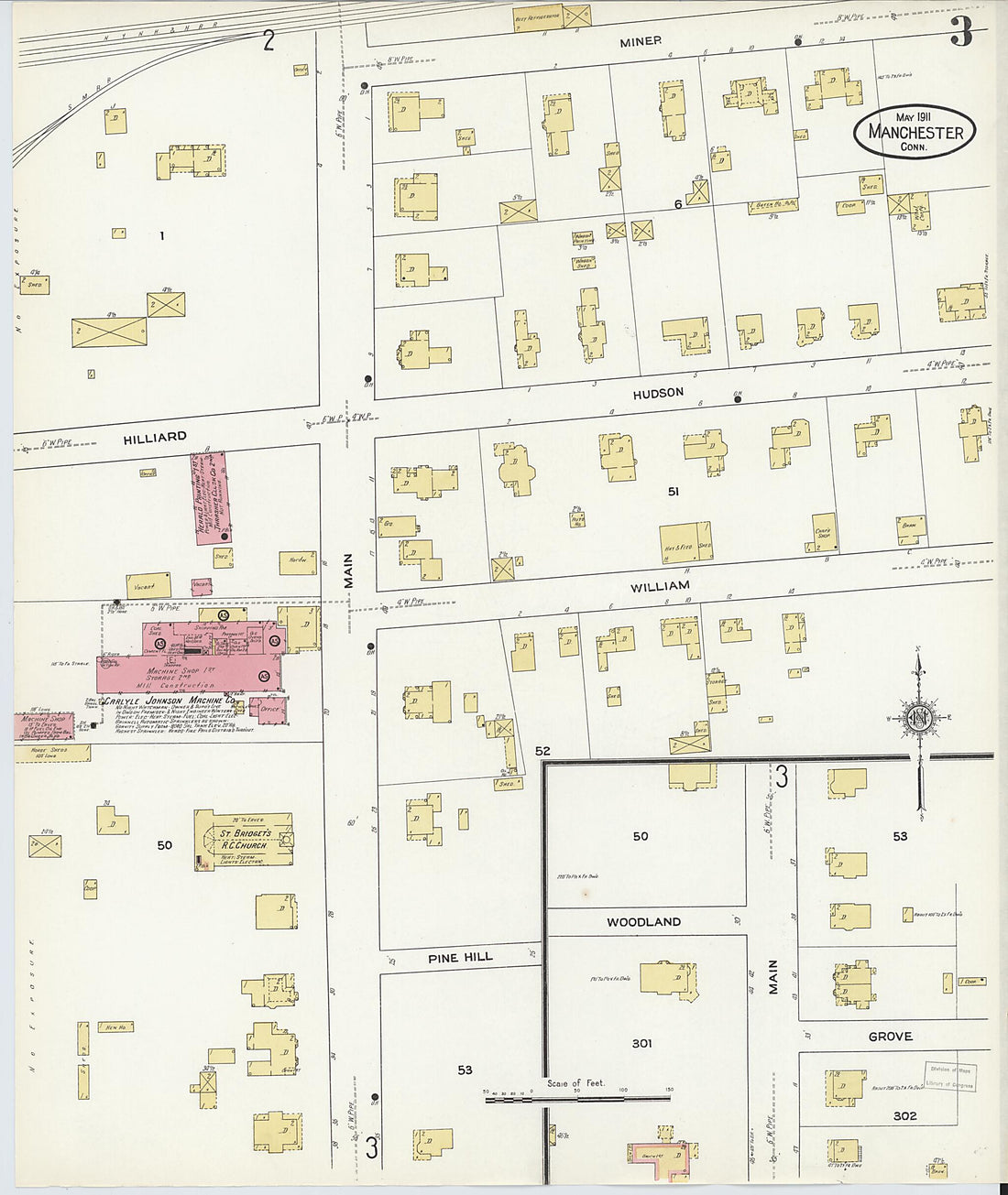 This old map of Manchester, Hartford County, Connecticut was created by Sanborn Map Company in 1911