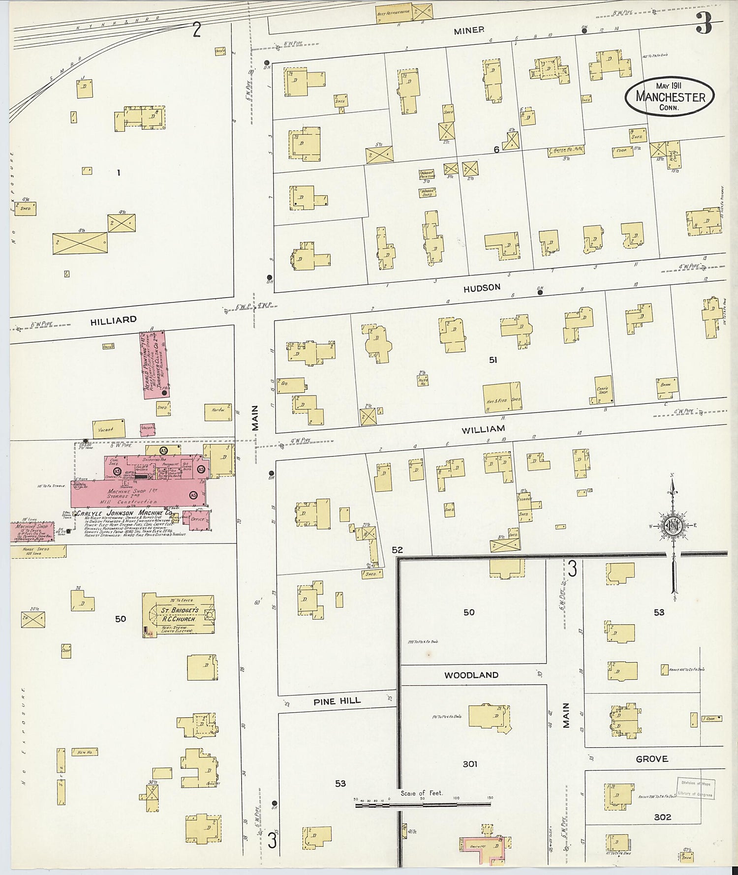This old map of Manchester, Hartford County, Connecticut was created by Sanborn Map Company in 1911