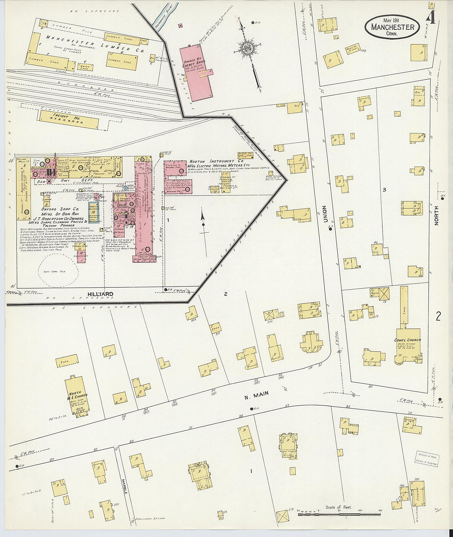 This old map of Manchester, Hartford County, Connecticut was created by Sanborn Map Company in 1911