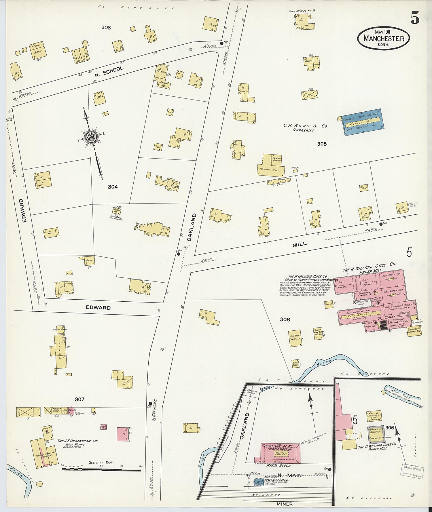 This old map of Manchester, Hartford County, Connecticut was created by Sanborn Map Company in 1911