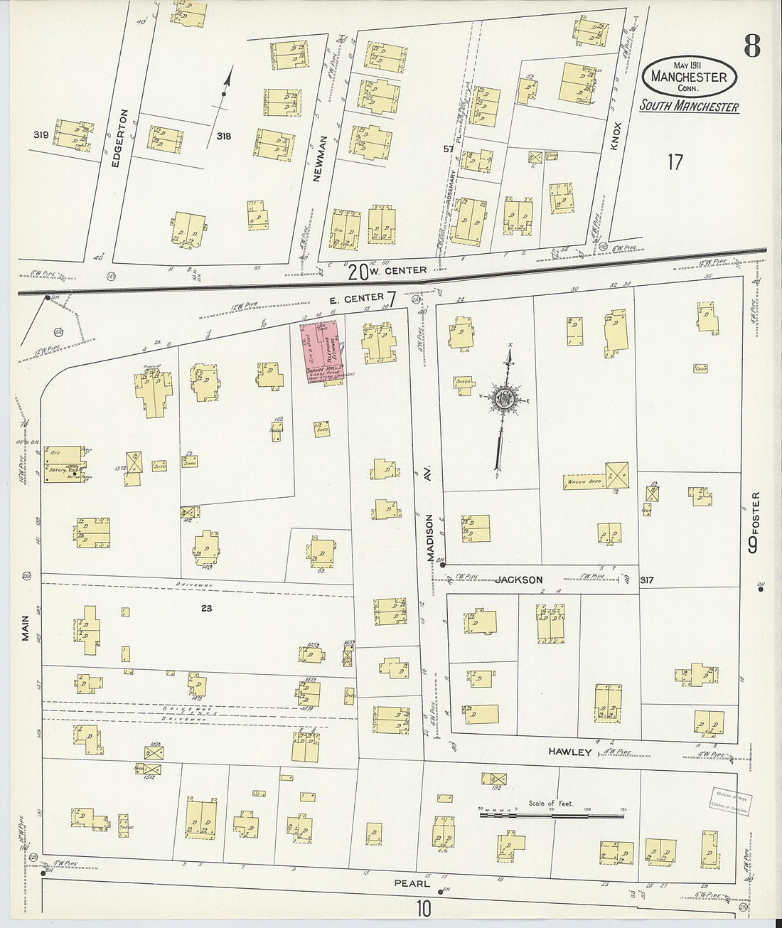 This old map of Manchester, Hartford County, Connecticut was created by Sanborn Map Company in 1911