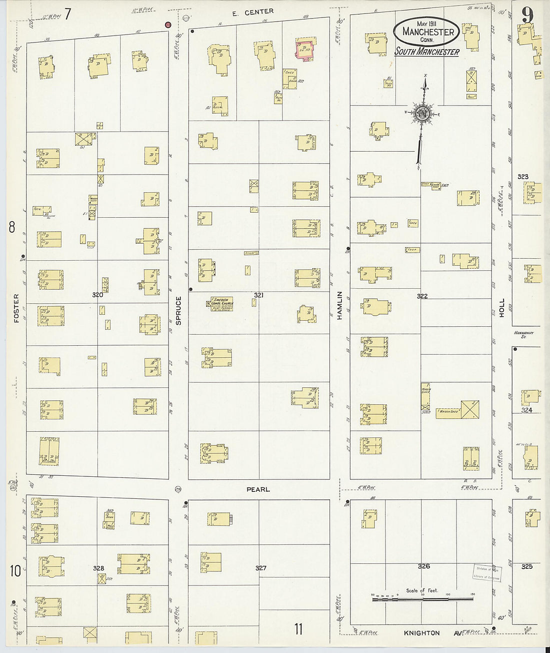 This old map of Manchester, Hartford County, Connecticut was created by Sanborn Map Company in 1911
