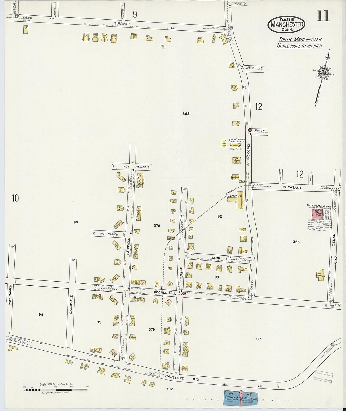 Manchester, Hartford County, Connecticut 1919 (Sheet 11 of 25) by Relic Map Company