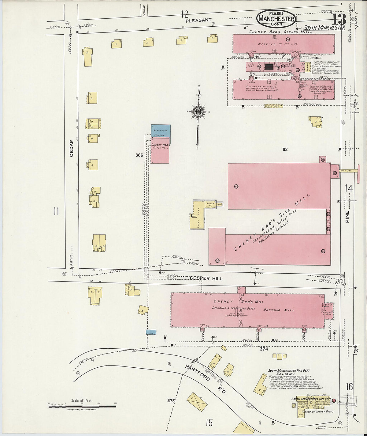 Manchester, Hartford County, Connecticut 1919 (Sheet 13 of 25) by Relic Map Company