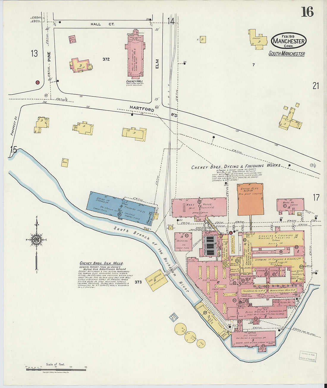 This old map of Manchester, Hartford County, Connecticut was created by Sanborn Map Company in 1919