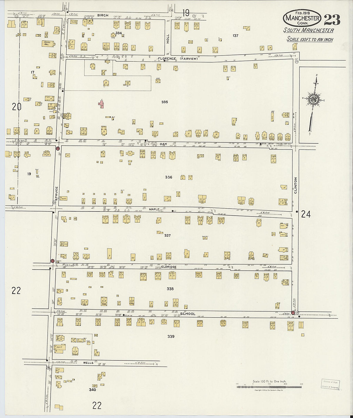 Manchester, Hartford County, Connecticut 1919 (Sheet 23 of 25) by Relic Map Company