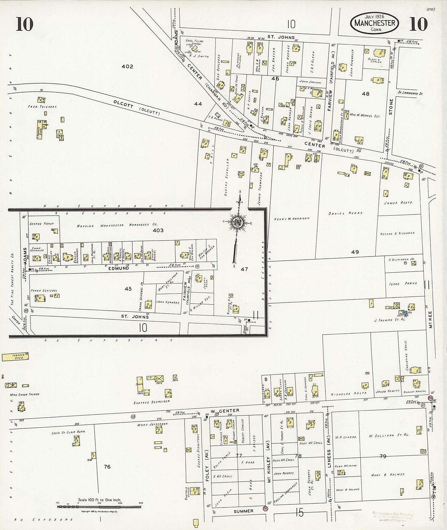 This old map of Manchester Green, Hartford County, Connecticut was created by Sanborn Map Company in 1926