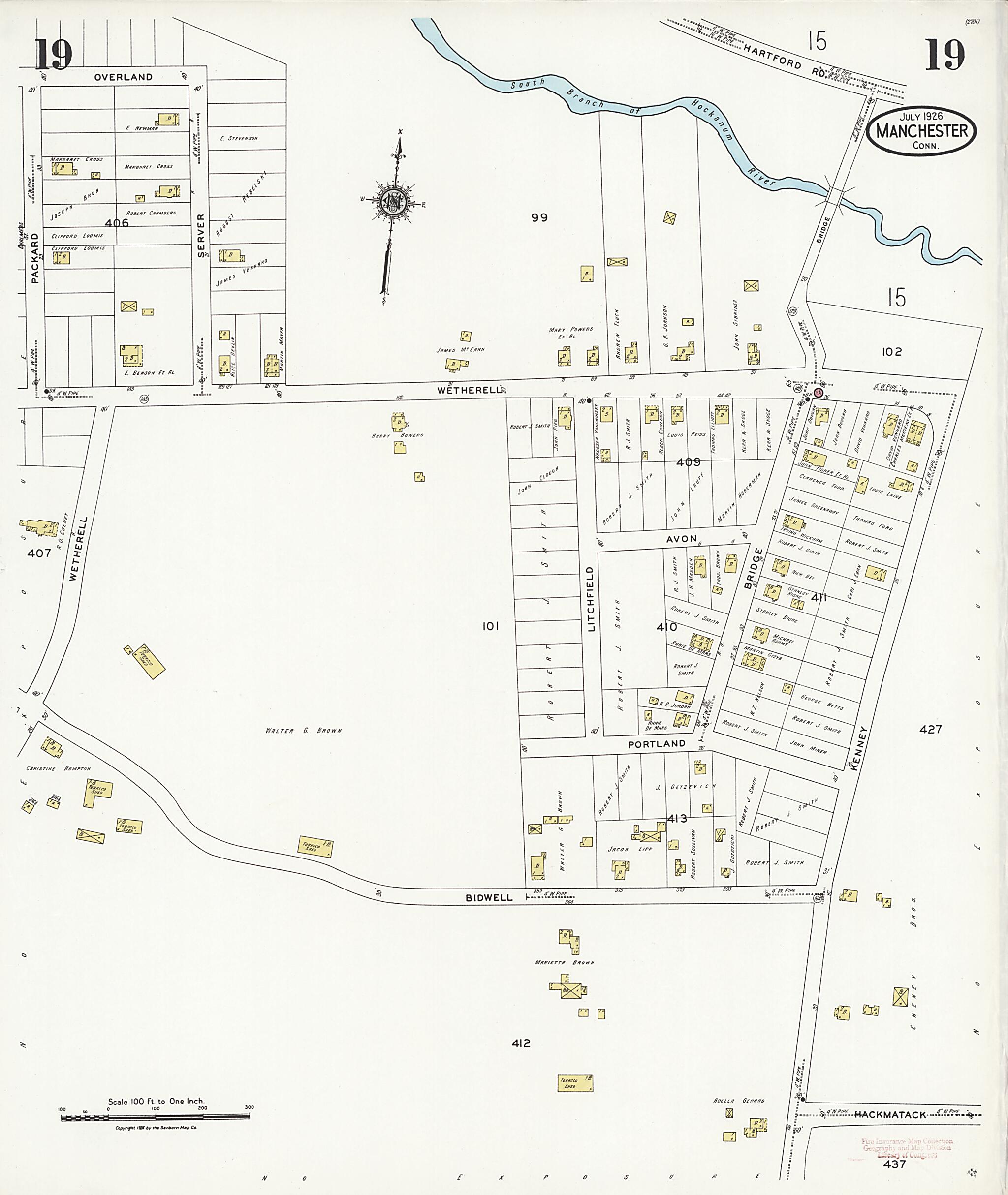 This old map of Manchester Green, Hartford County, Connecticut was created by Sanborn Map Company in 1926