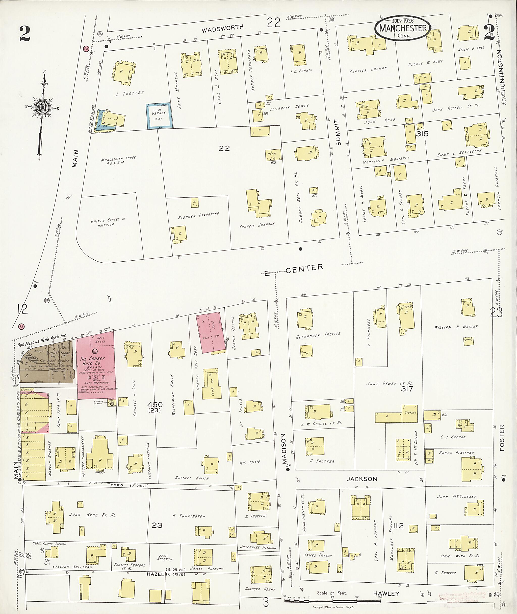 This old map of Manchester Green, Hartford County, Connecticut was created by Sanborn Map Company in 1926