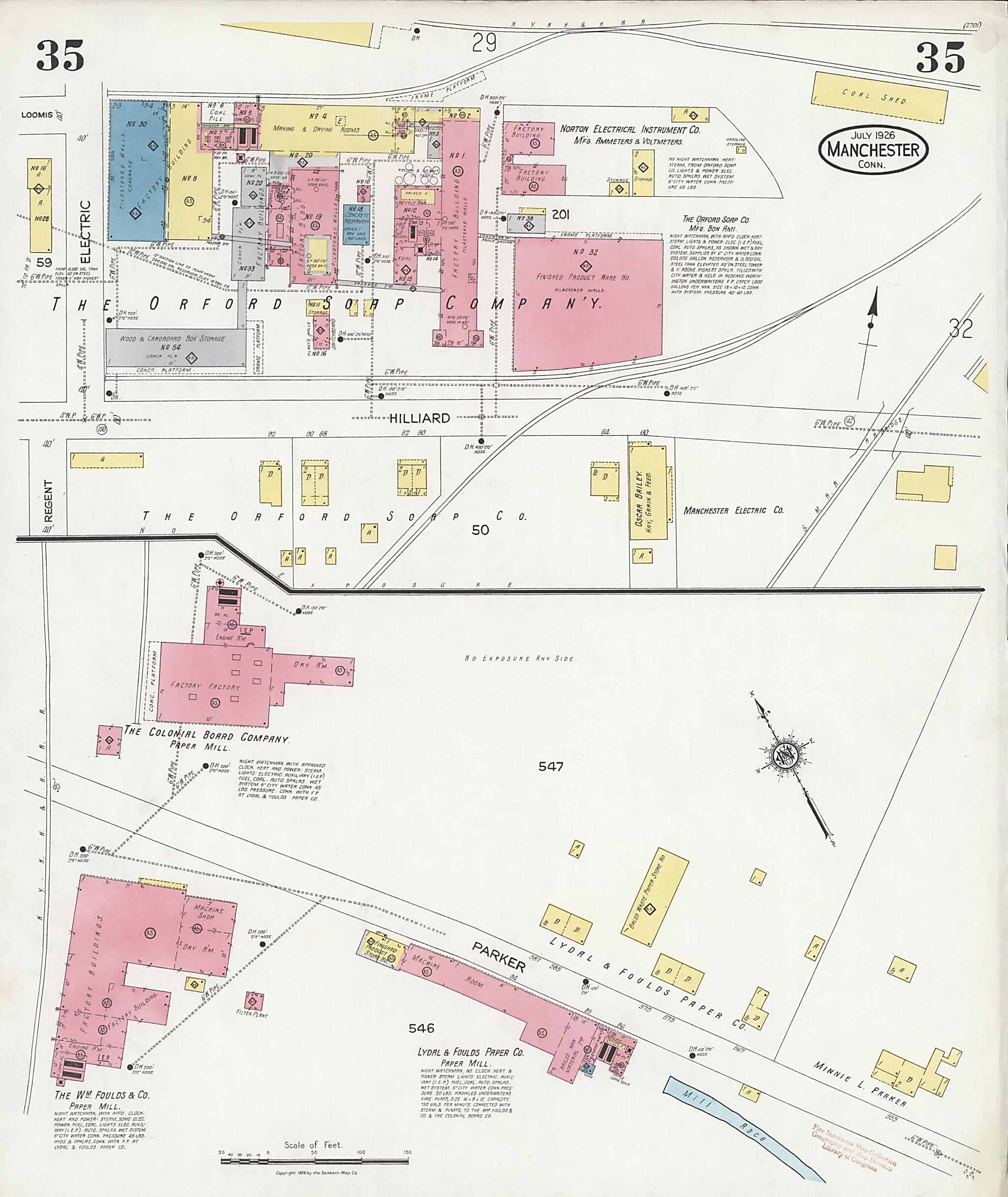 This old map of Manchester Green, Hartford County, Connecticut was created by Sanborn Map Company in 1926