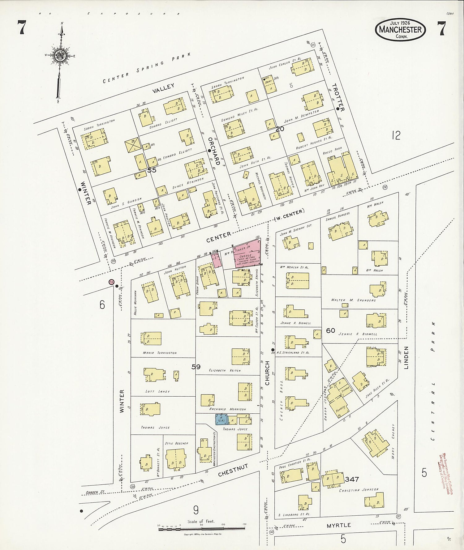 This old map of Manchester Green, Hartford County, Connecticut was created by Sanborn Map Company in 1926