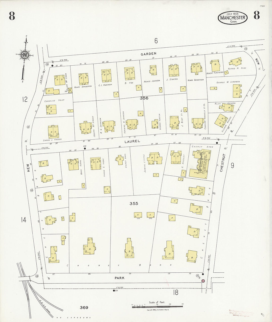 This old map of Manchester Green, Hartford County, Connecticut was created by Sanborn Map Company in 1926