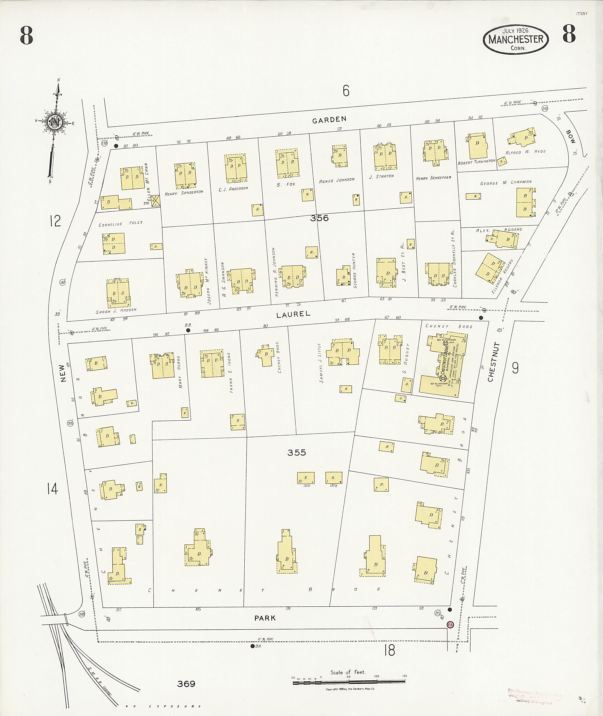 This old map of Manchester Green, Hartford County, Connecticut was created by Sanborn Map Company in 1926