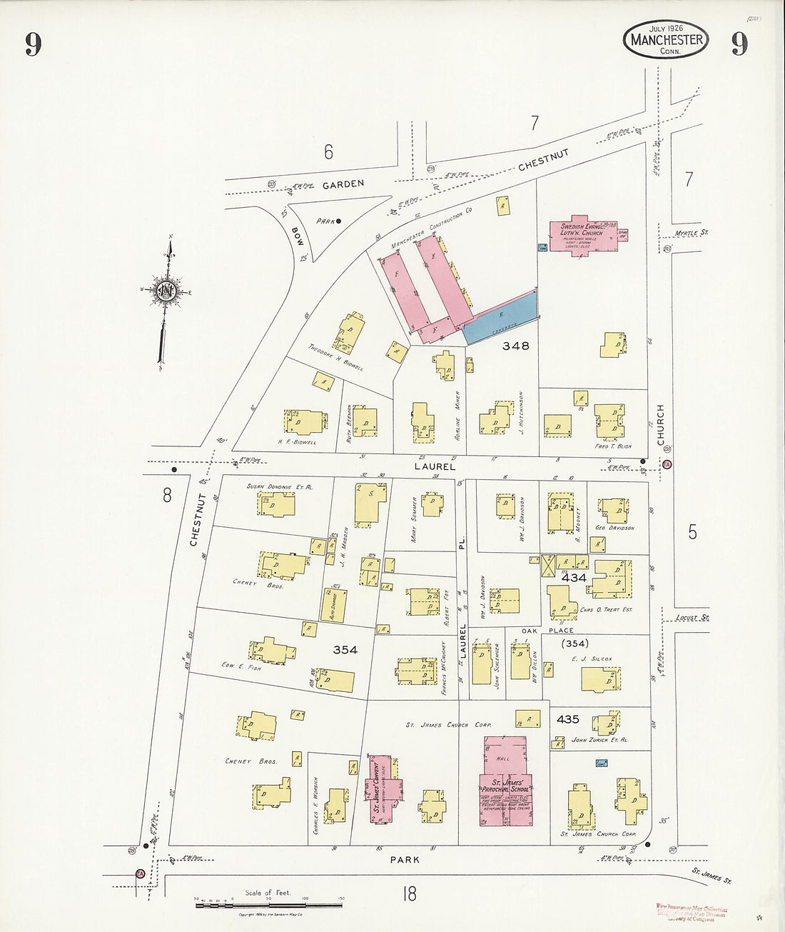 This old map of Manchester Green, Hartford County, Connecticut was created by Sanborn Map Company in 1926