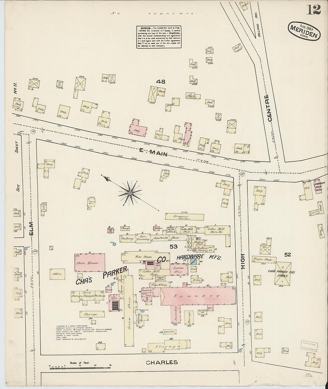 This old map of Meriden, New Haven County, Connecticut was created by Sanborn Map Company in 1884