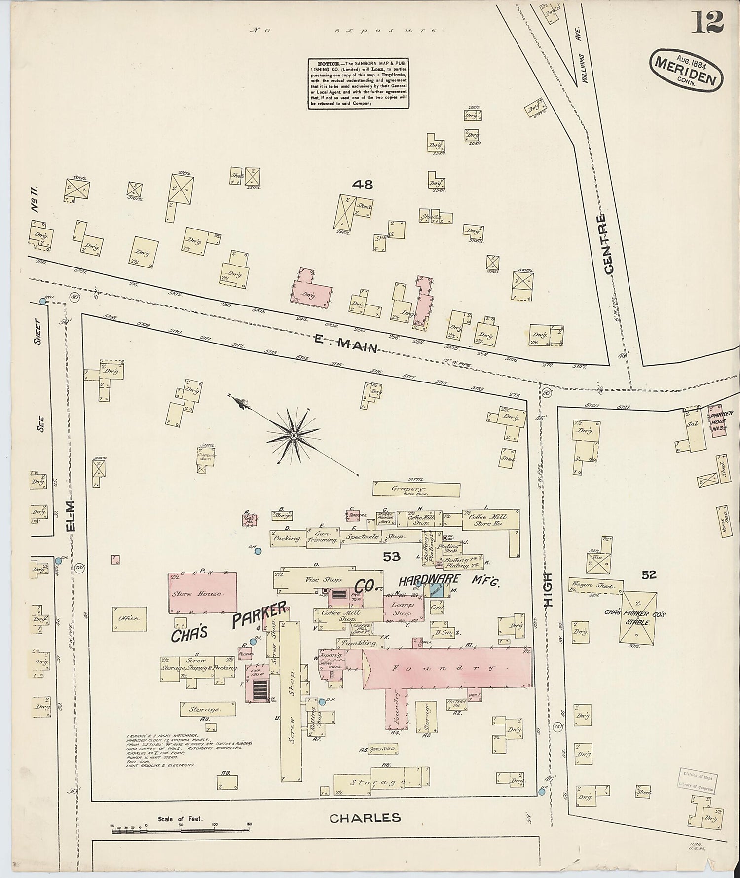 This old map of Meriden, New Haven County, Connecticut was created by Sanborn Map Company in 1884