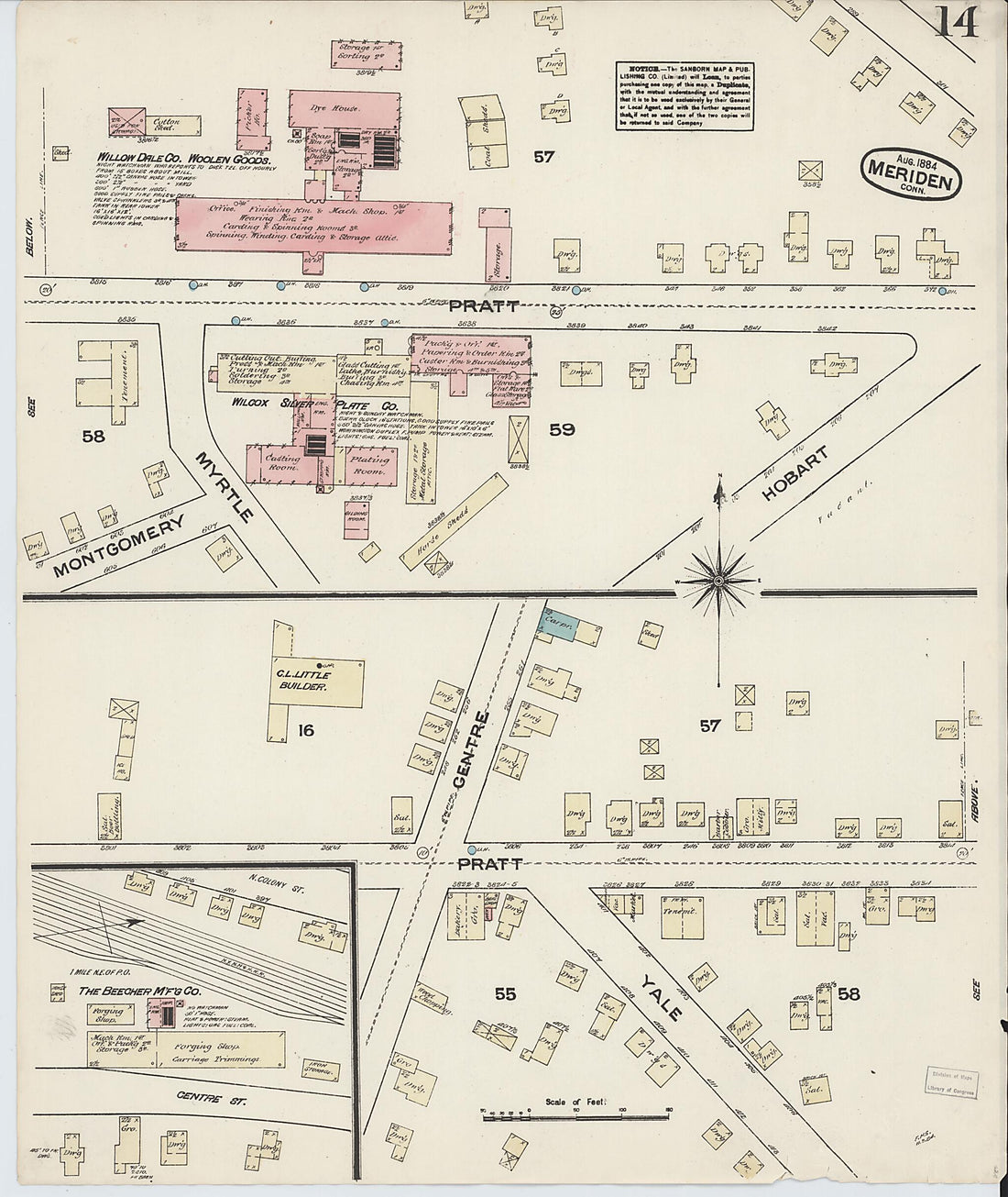 This old map of Meriden, New Haven County, Connecticut was created by Sanborn Map Company in 1884