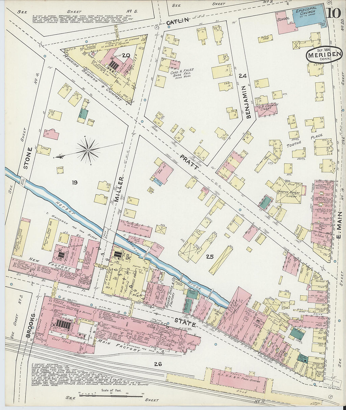 This old map of Meriden, New Haven County, Connecticut was created by Sanborn Map Company in 1891