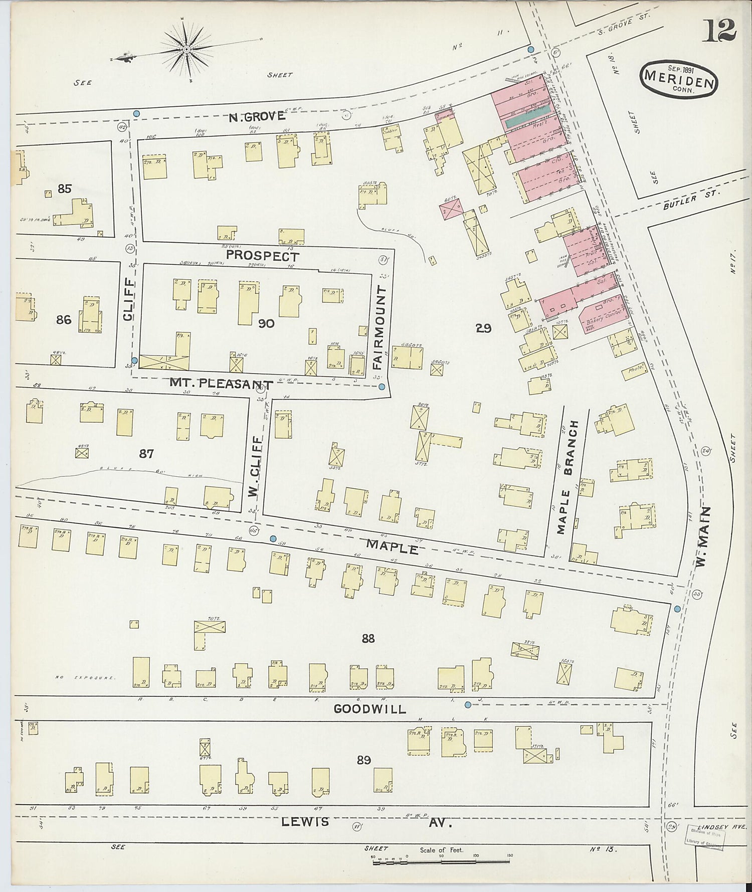 This old map of Meriden, New Haven County, Connecticut was created by Sanborn Map Company in 1891