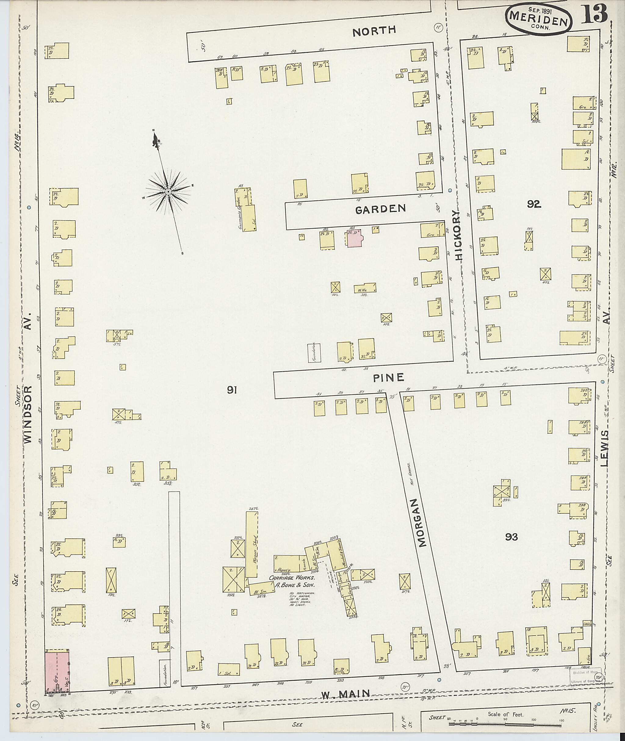 This old map of Meriden, New Haven County, Connecticut was created by Sanborn Map Company in 1891