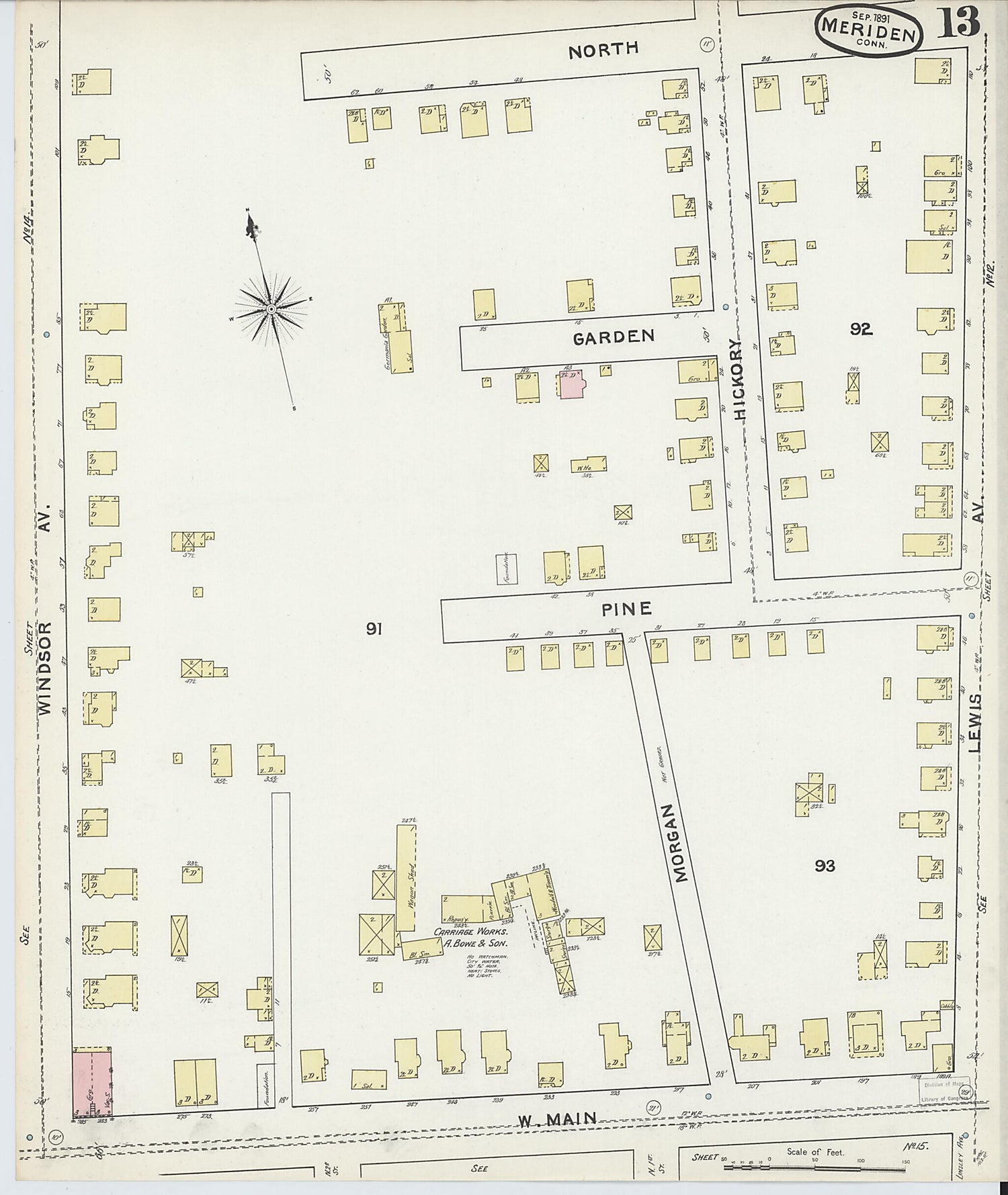 This old map of Meriden, New Haven County, Connecticut was created by Sanborn Map Company in 1891