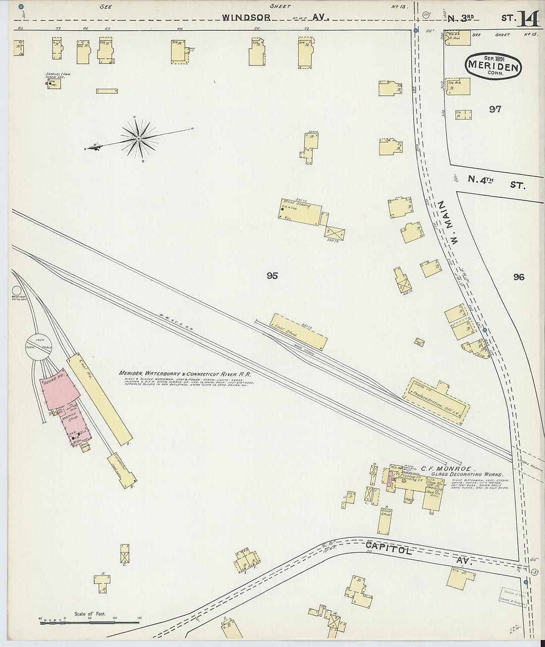 This old map of Meriden, New Haven County, Connecticut was created by Sanborn Map Company in 1891