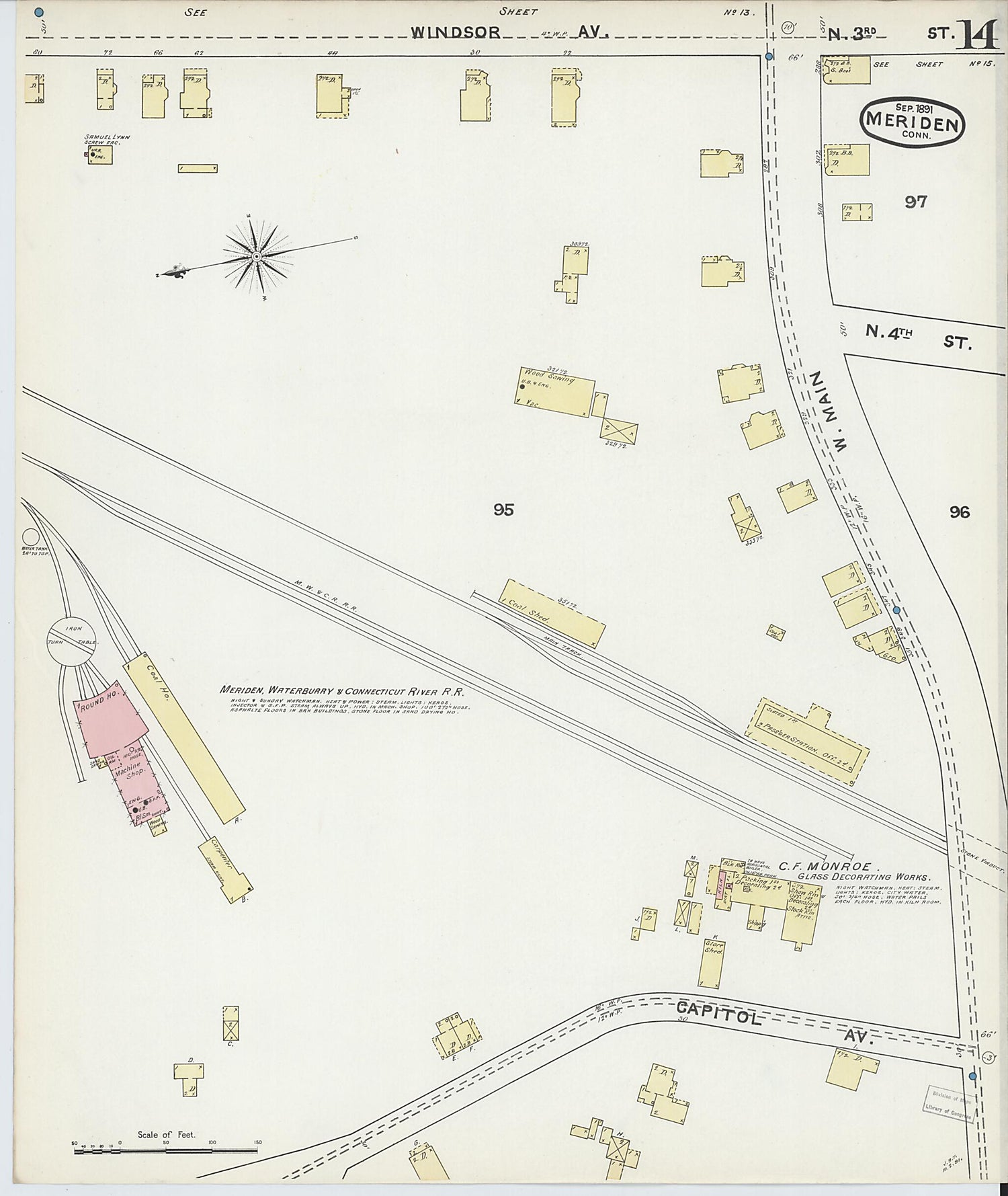This old map of Meriden, New Haven County, Connecticut was created by Sanborn Map Company in 1891