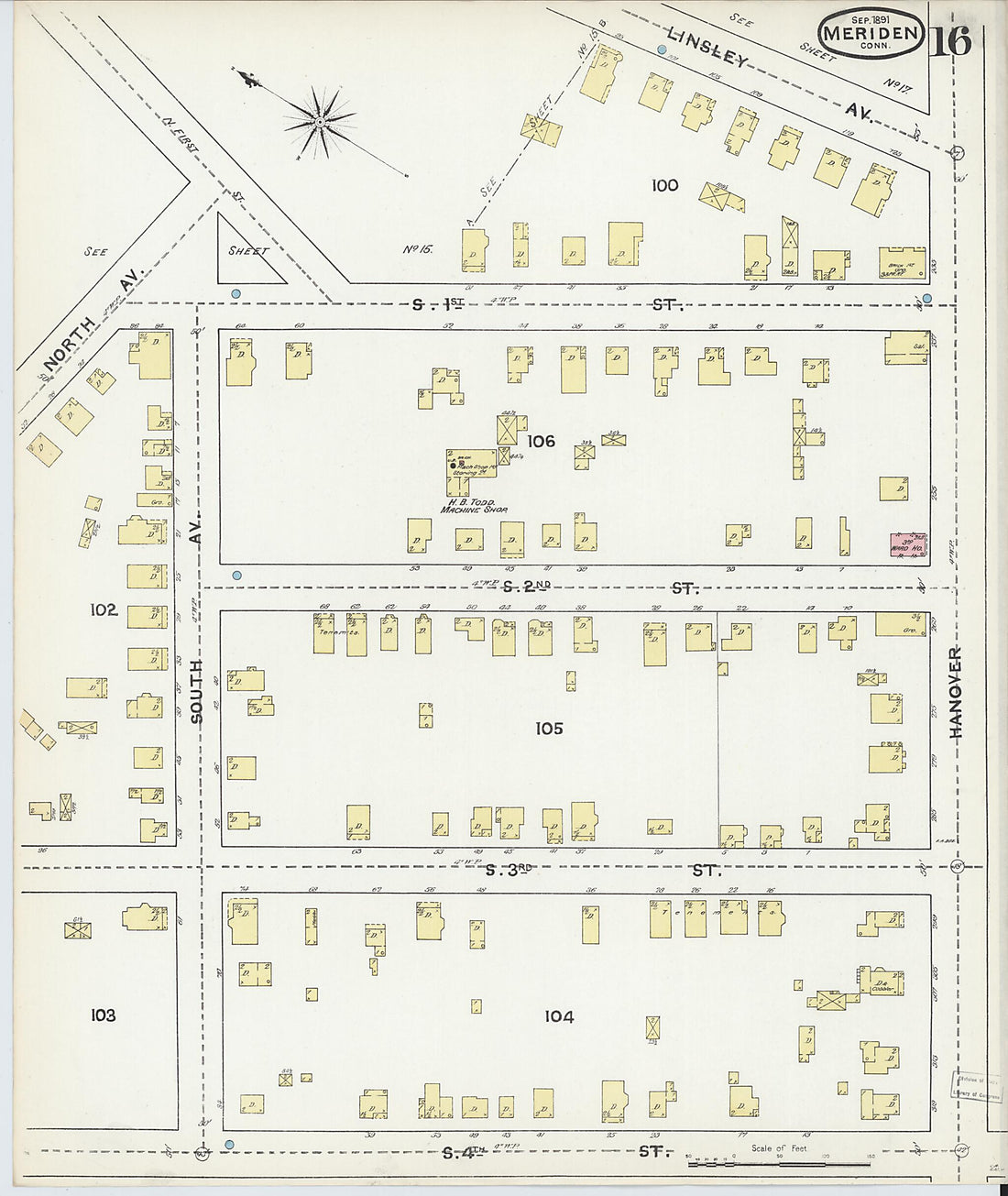 This old map of Meriden, New Haven County, Connecticut was created by Sanborn Map Company in 1891