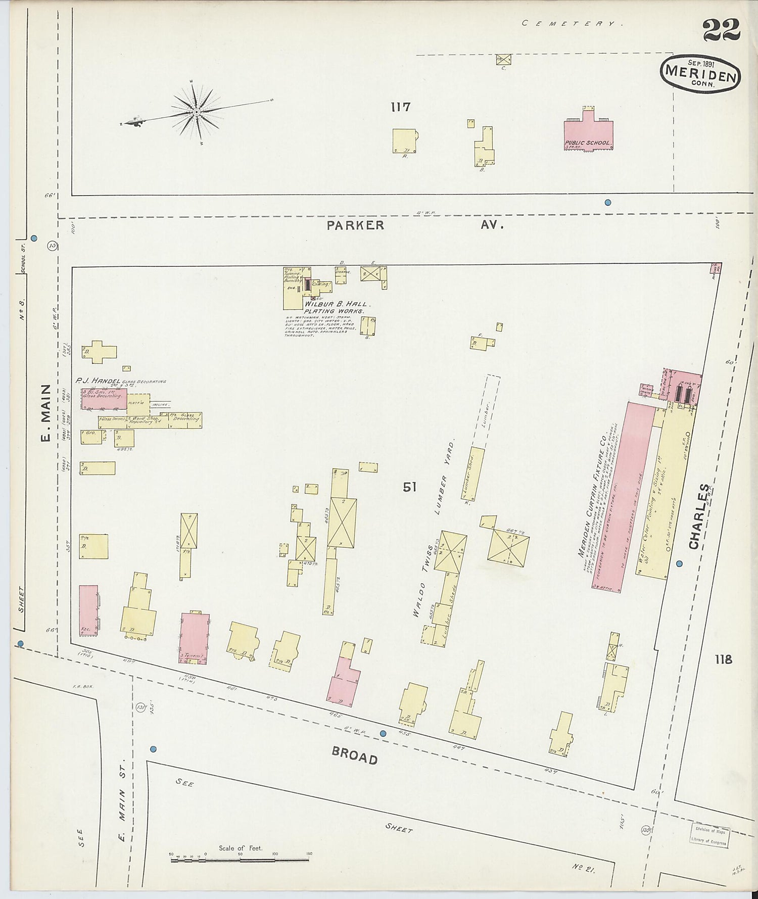 This old map of Meriden, New Haven County, Connecticut was created by Sanborn Map Company in 1891
