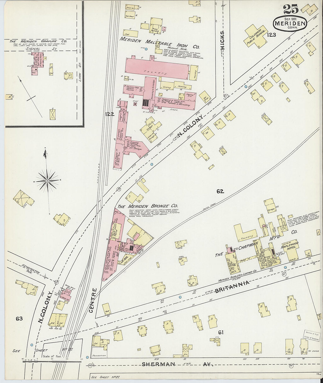 This old map of Meriden, New Haven County, Connecticut was created by Sanborn Map Company in 1891