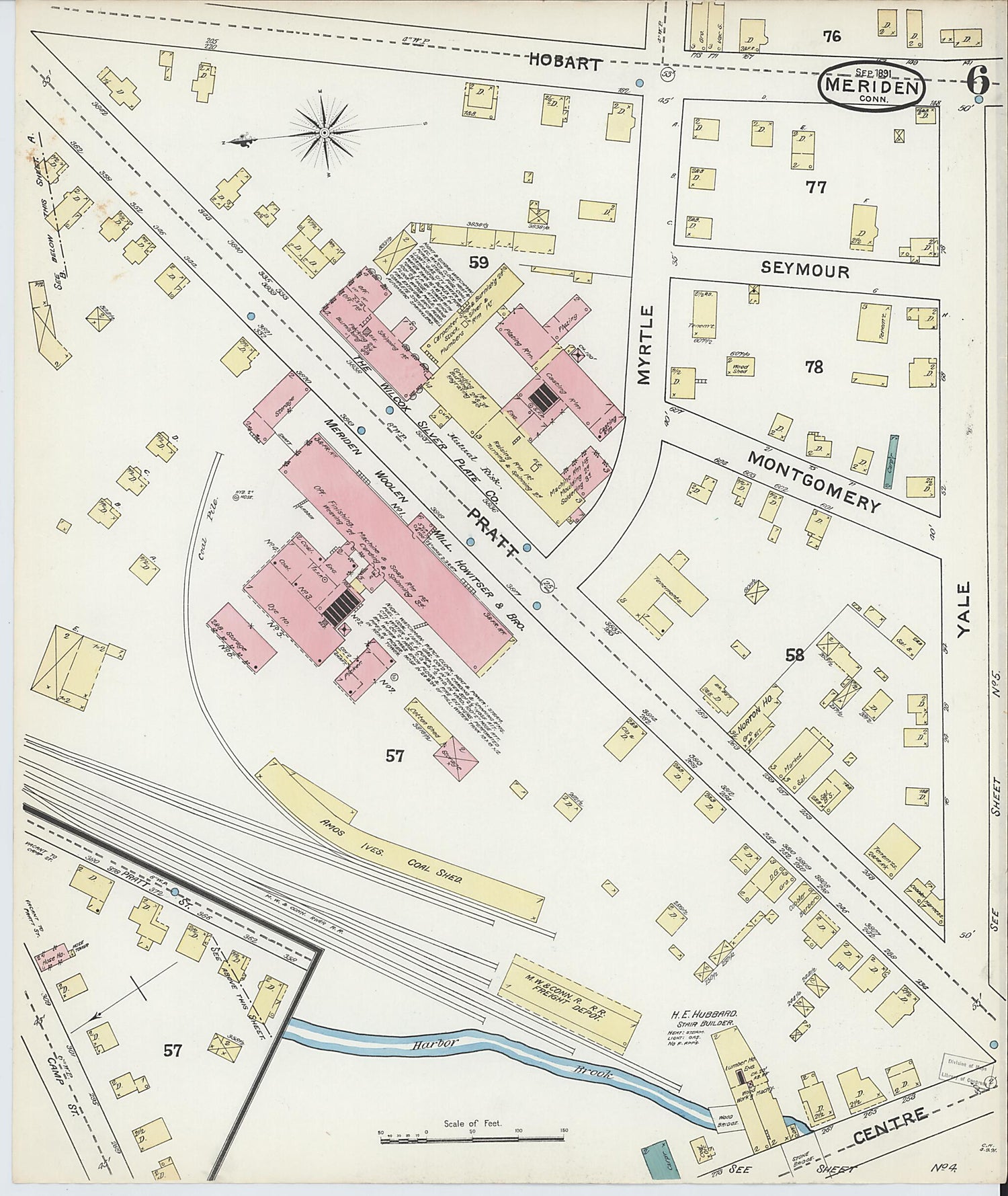 This old map of Meriden, New Haven County, Connecticut was created by Sanborn Map Company in 1891