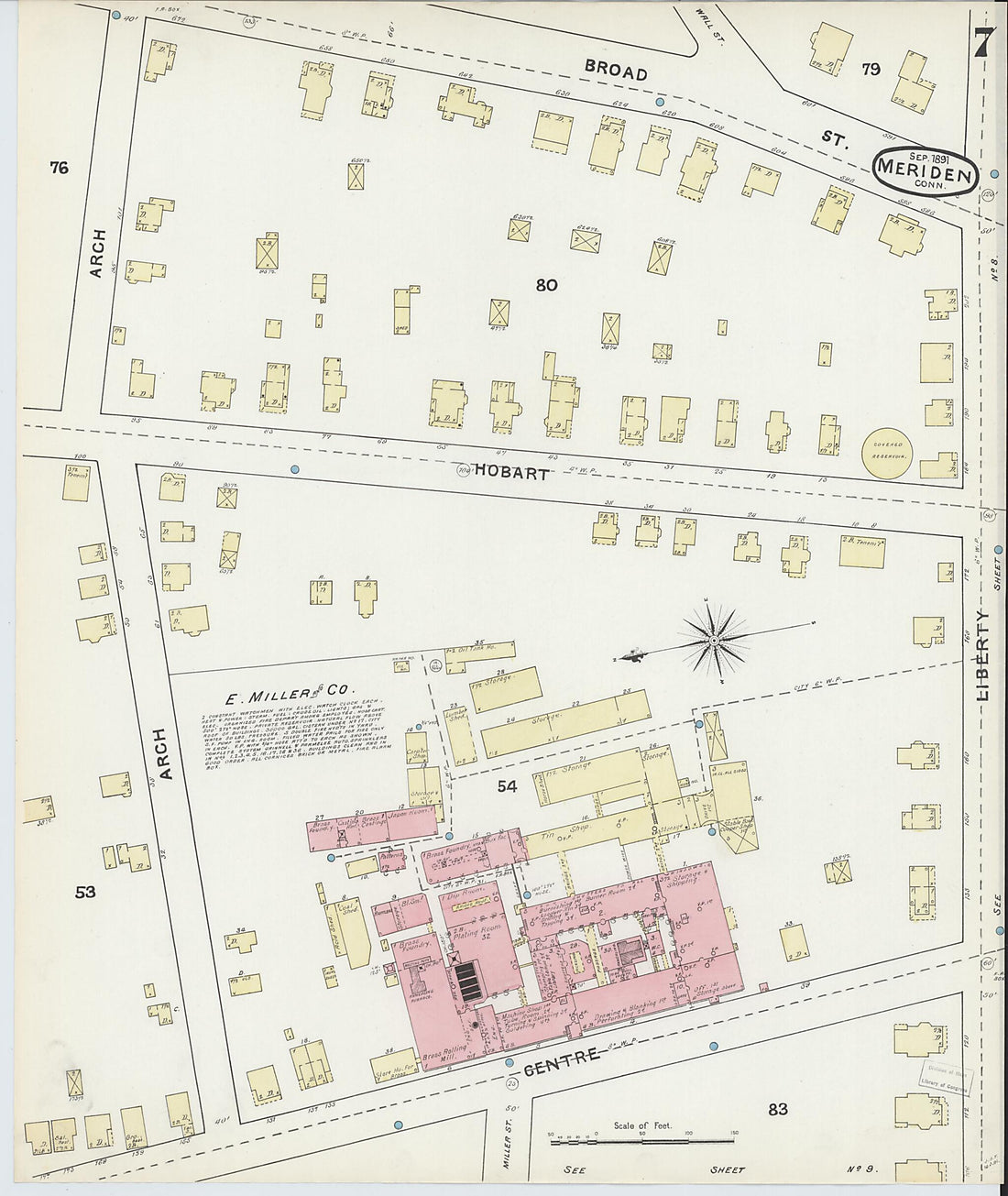 This old map of Meriden, New Haven County, Connecticut was created by Sanborn Map Company in 1891