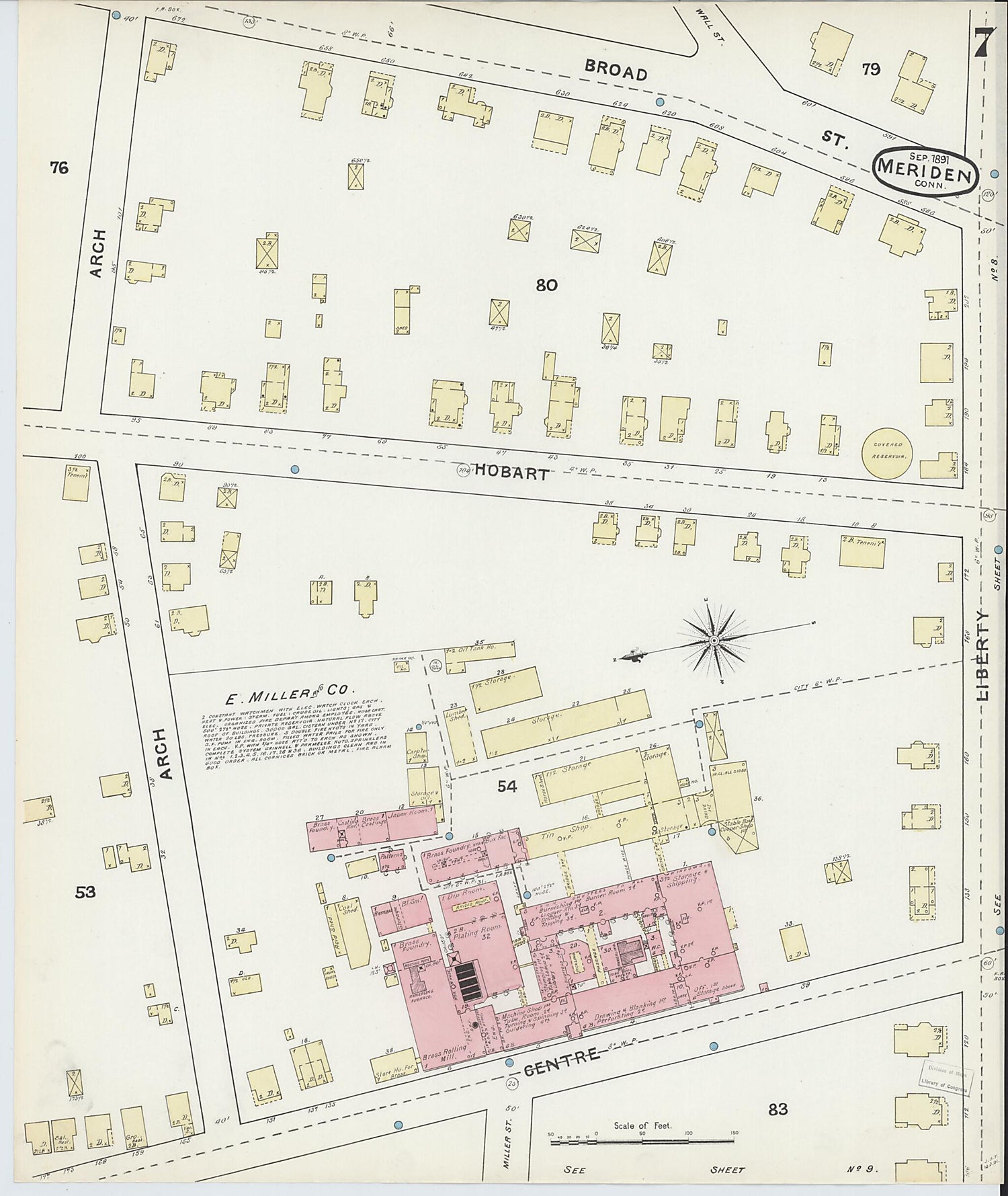 This old map of Meriden, New Haven County, Connecticut was created by Sanborn Map Company in 1891