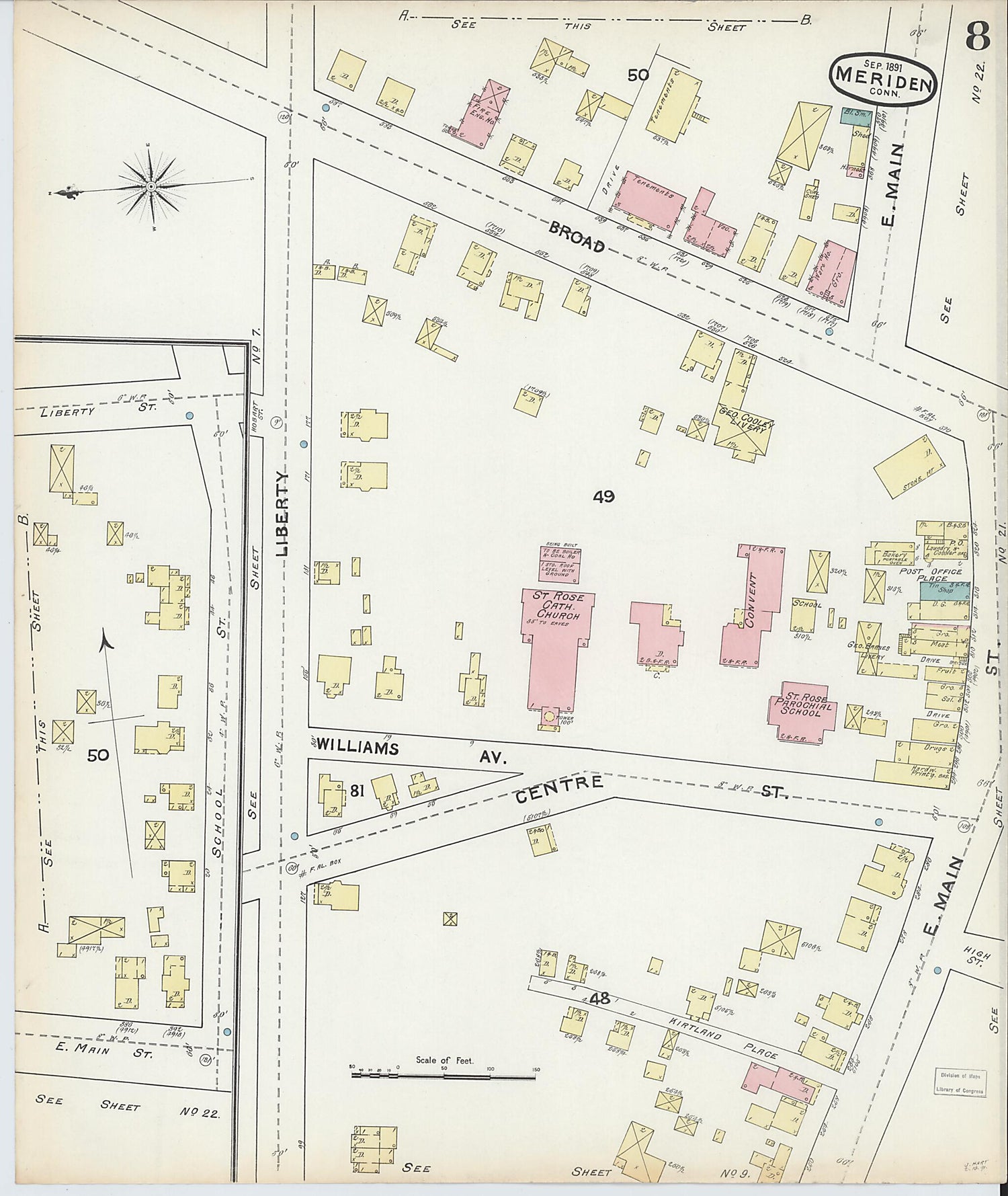 This old map of Meriden, New Haven County, Connecticut was created by Sanborn Map Company in 1891