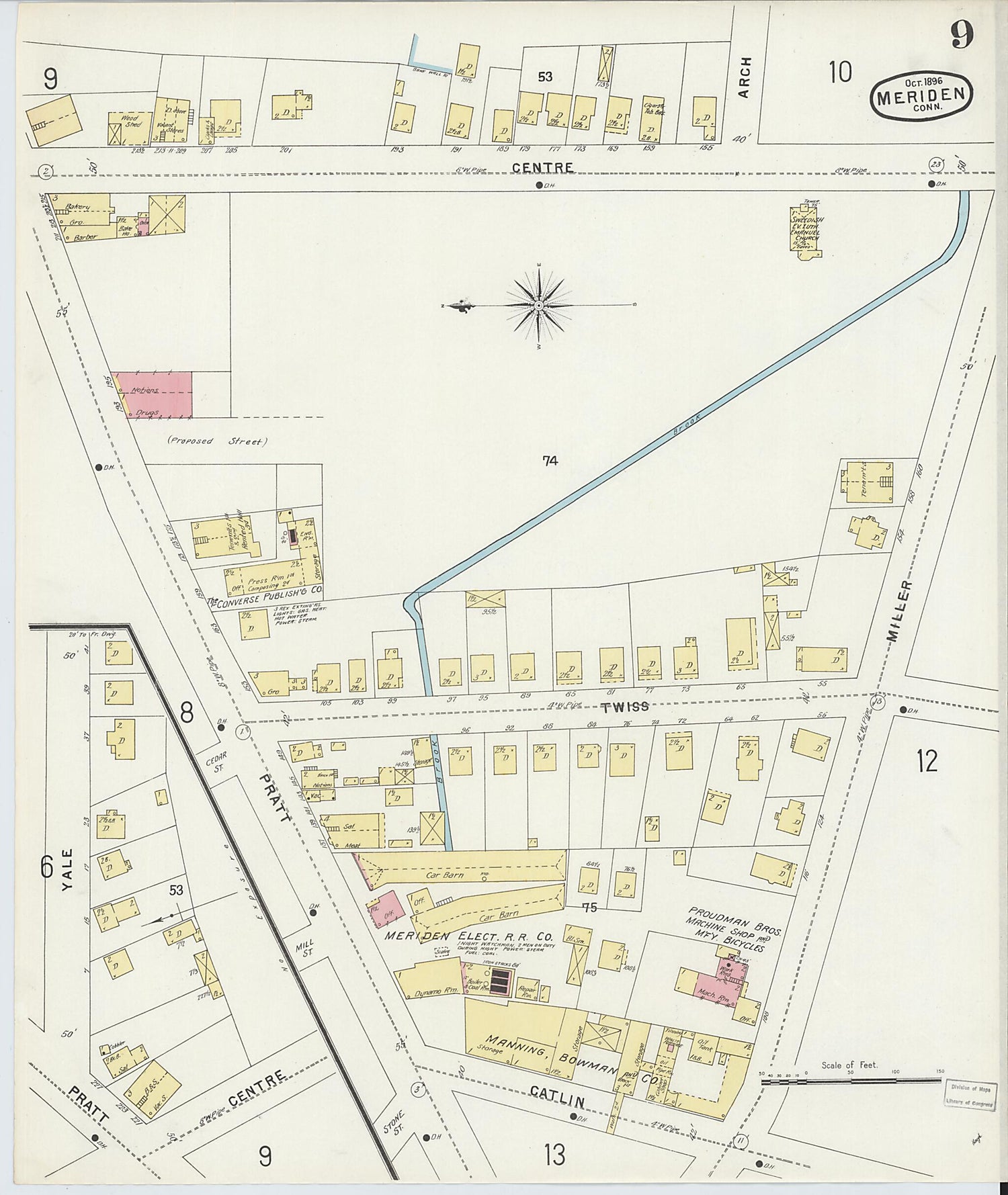 This old map of Meriden, New Haven County, Connecticut was created by Sanborn Map Company in 1896