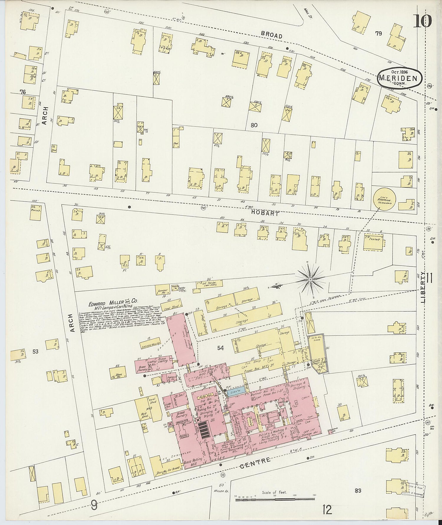 This old map of Meriden, New Haven County, Connecticut was created by Sanborn Map Company in 1896
