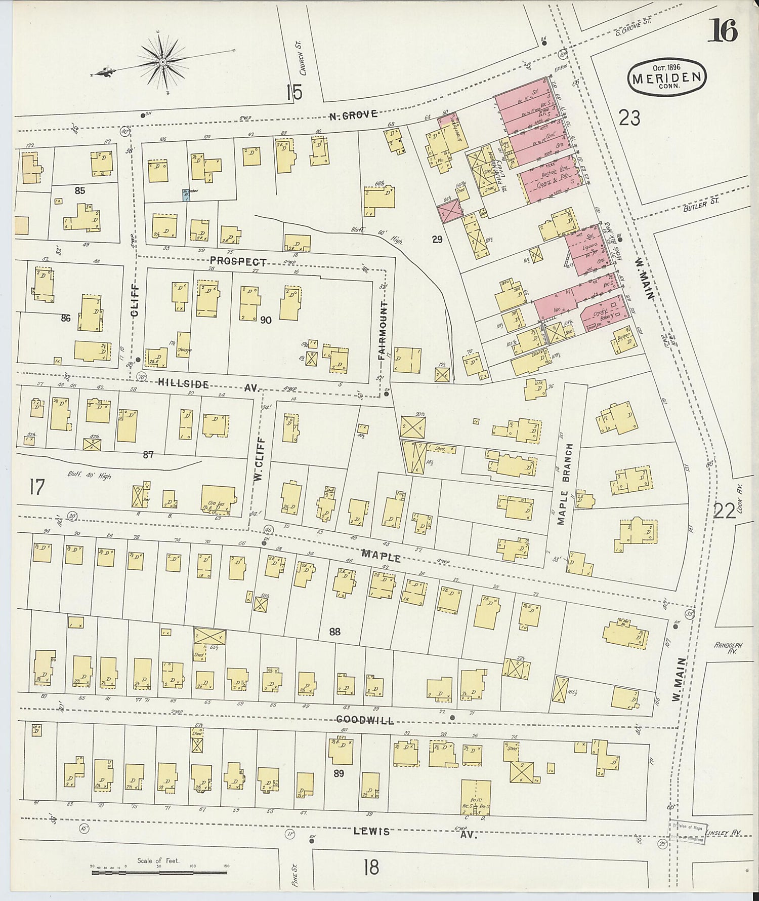 This old map of Meriden, New Haven County, Connecticut was created by Sanborn Map Company in 1896