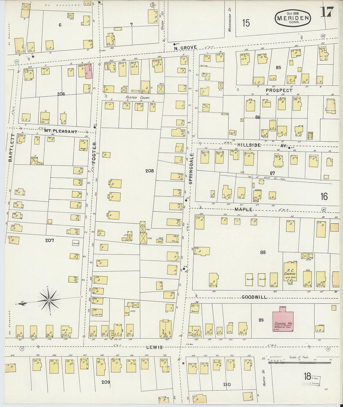 This old map of Meriden, New Haven County, Connecticut was created by Sanborn Map Company in 1896