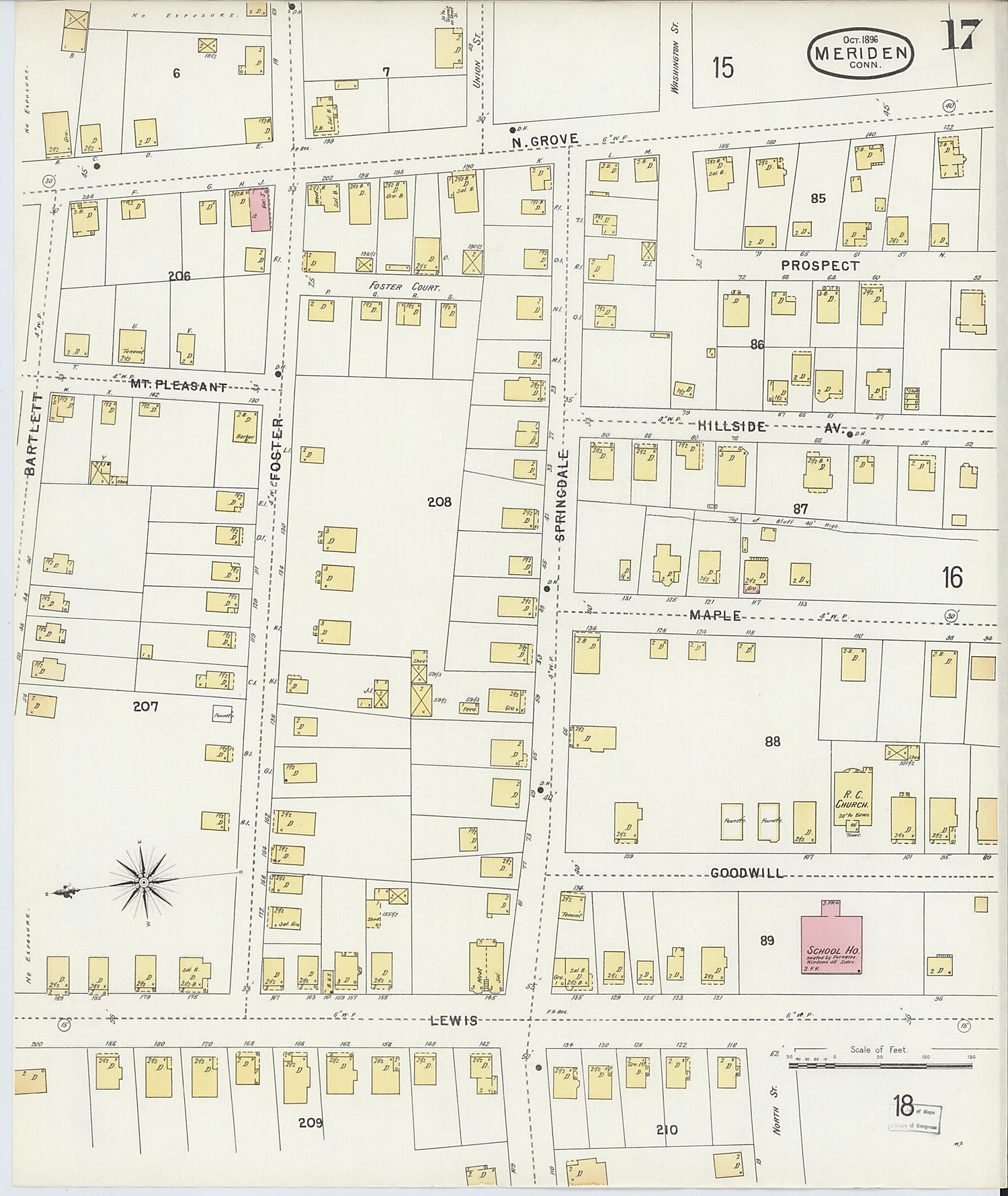 This old map of Meriden, New Haven County, Connecticut was created by Sanborn Map Company in 1896
