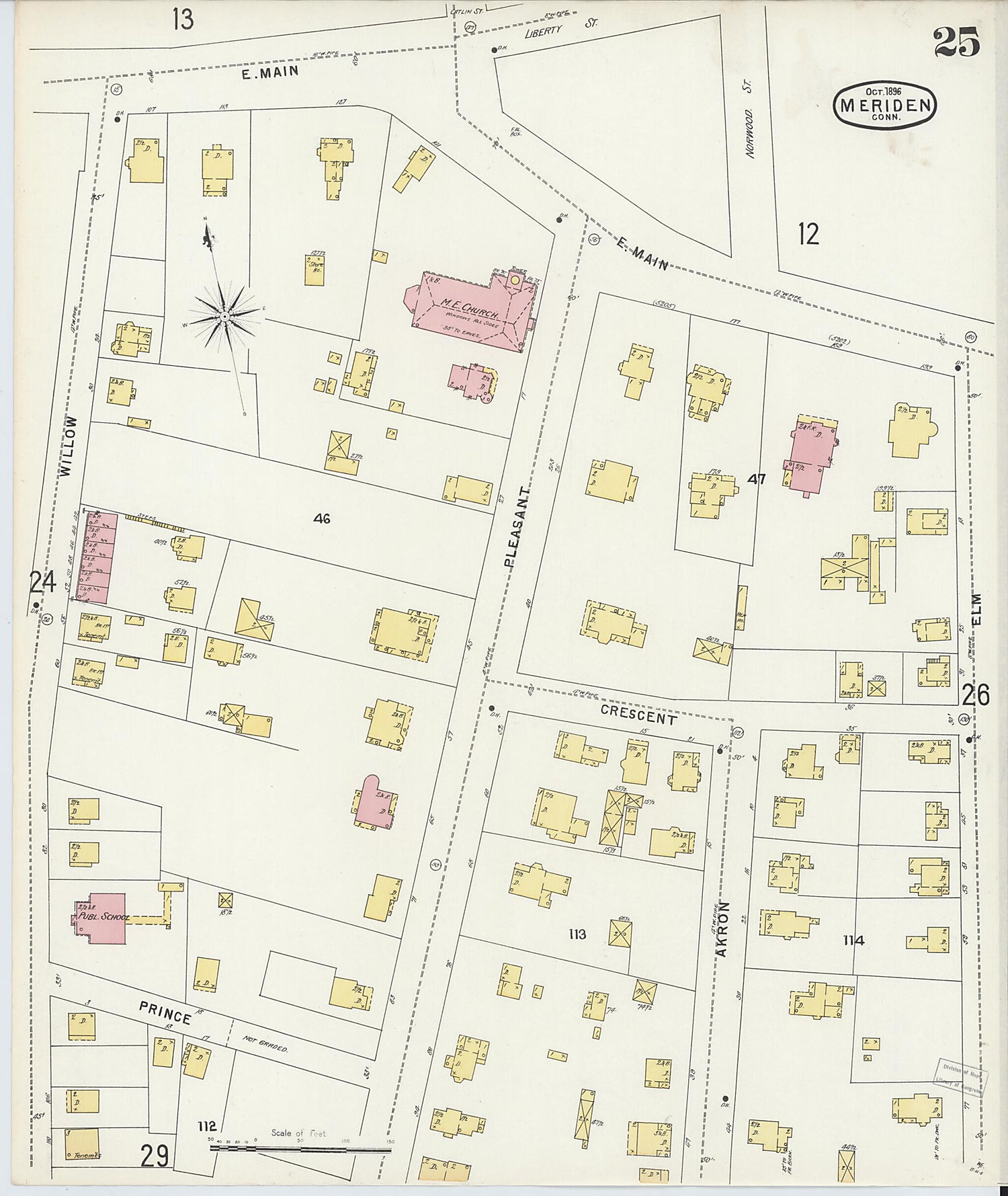 This old map of Meriden, New Haven County, Connecticut was created by Sanborn Map Company in 1896