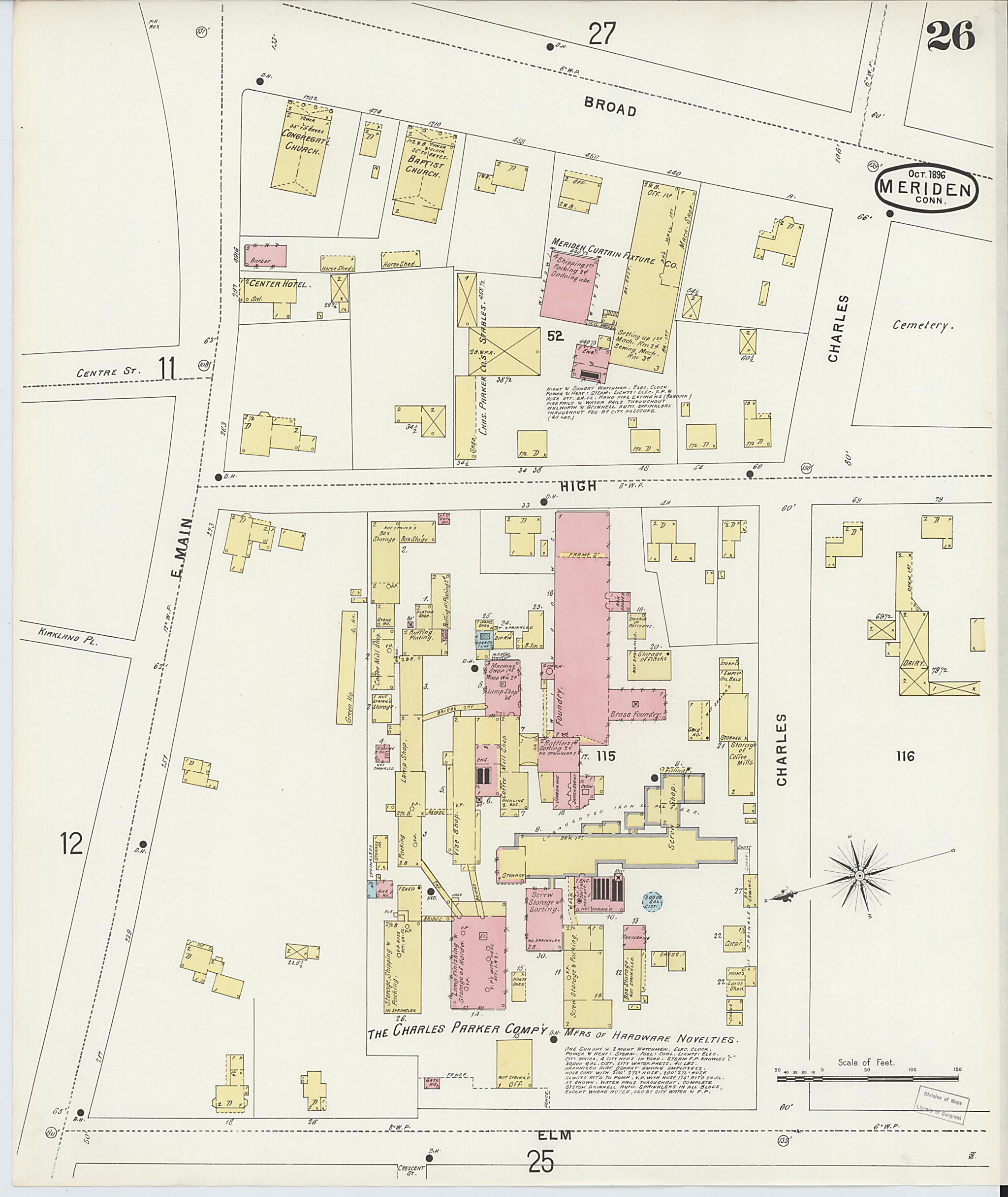This old map of Meriden, New Haven County, Connecticut was created by Sanborn Map Company in 1896